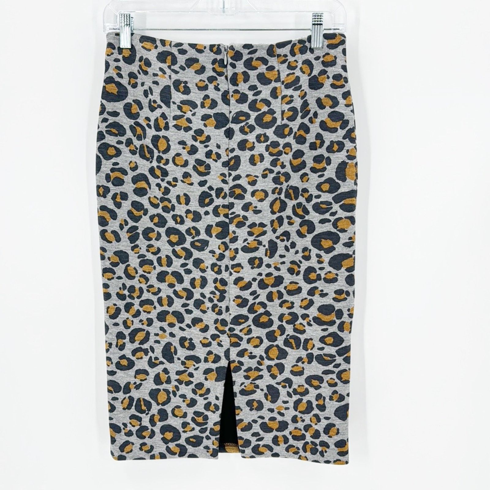 H&M H&M Basic Women's Gray leopard print Stretch Pencil Skirt Size 27" / US 4 / IT 40 - 2 Thumbnail