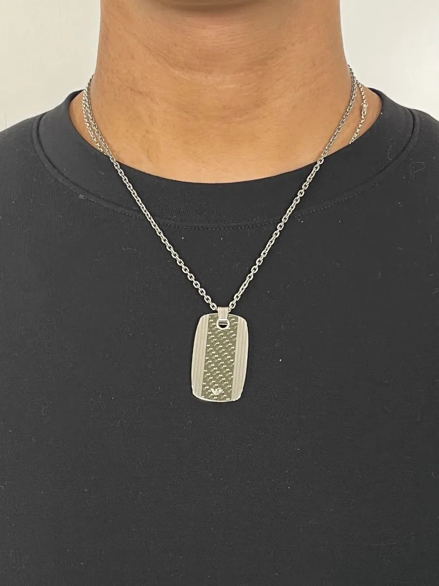 Emporio Armani AW2016 Emporio Armani Grey Dog Tag Necklace Size ONE SIZE - 1 Thumbnail