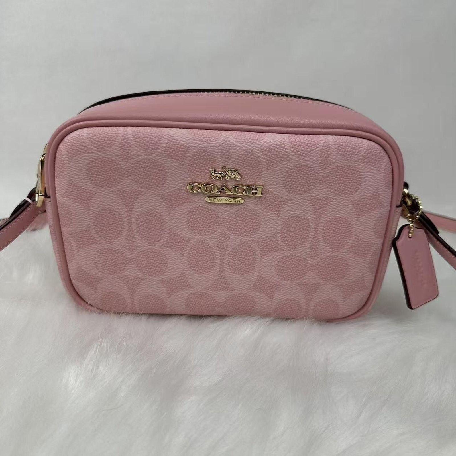 Coach Mini Jamie Camera Bag Crossbody Sig Canvas Powder Pink, Women's