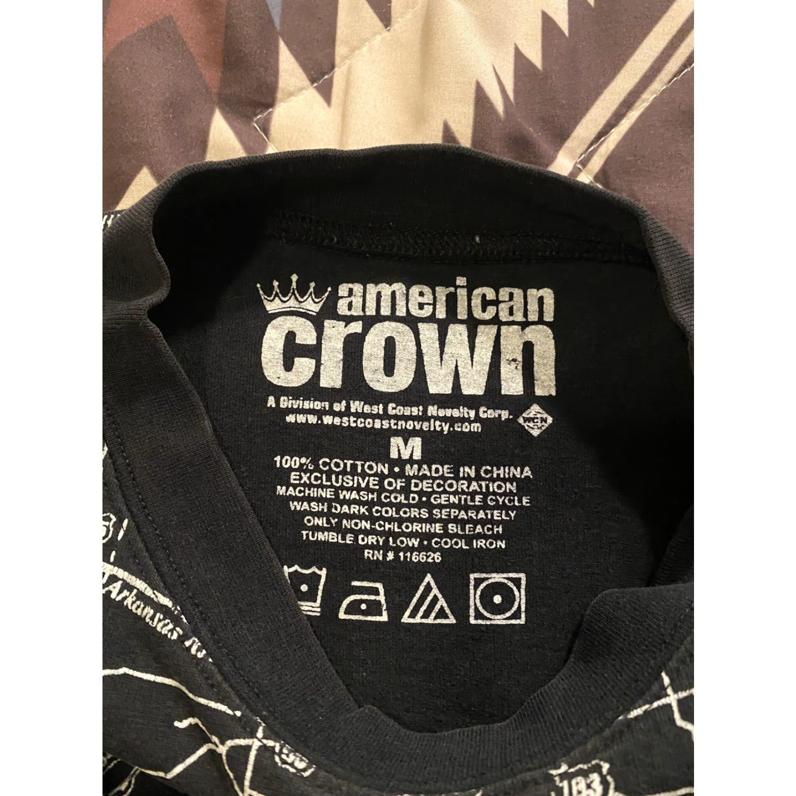 Vintage American Crown T-Shirt Black Medium Men's Shirt Texas Lone Star State Map AOP Graphic Print Short Sleeve Crew Neck Size US M / EU 48-50 / 2 - 3 Thumbnail