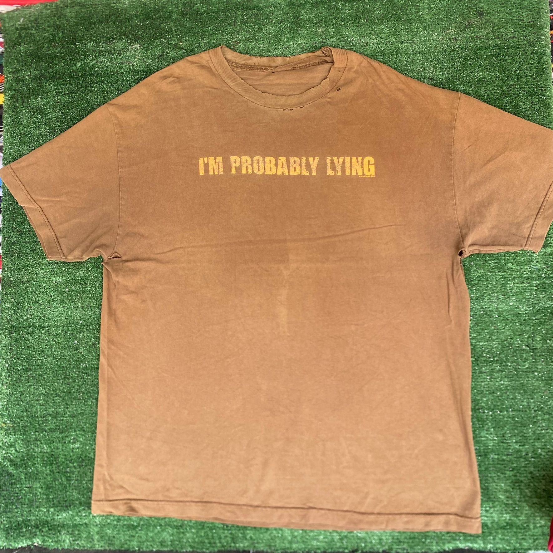 Alstyle Vintage Y2K Funny Quote Shirt Brown Punk Lying Humor Tee Size US XL / EU 56 / 4 - 1 Thumbnail