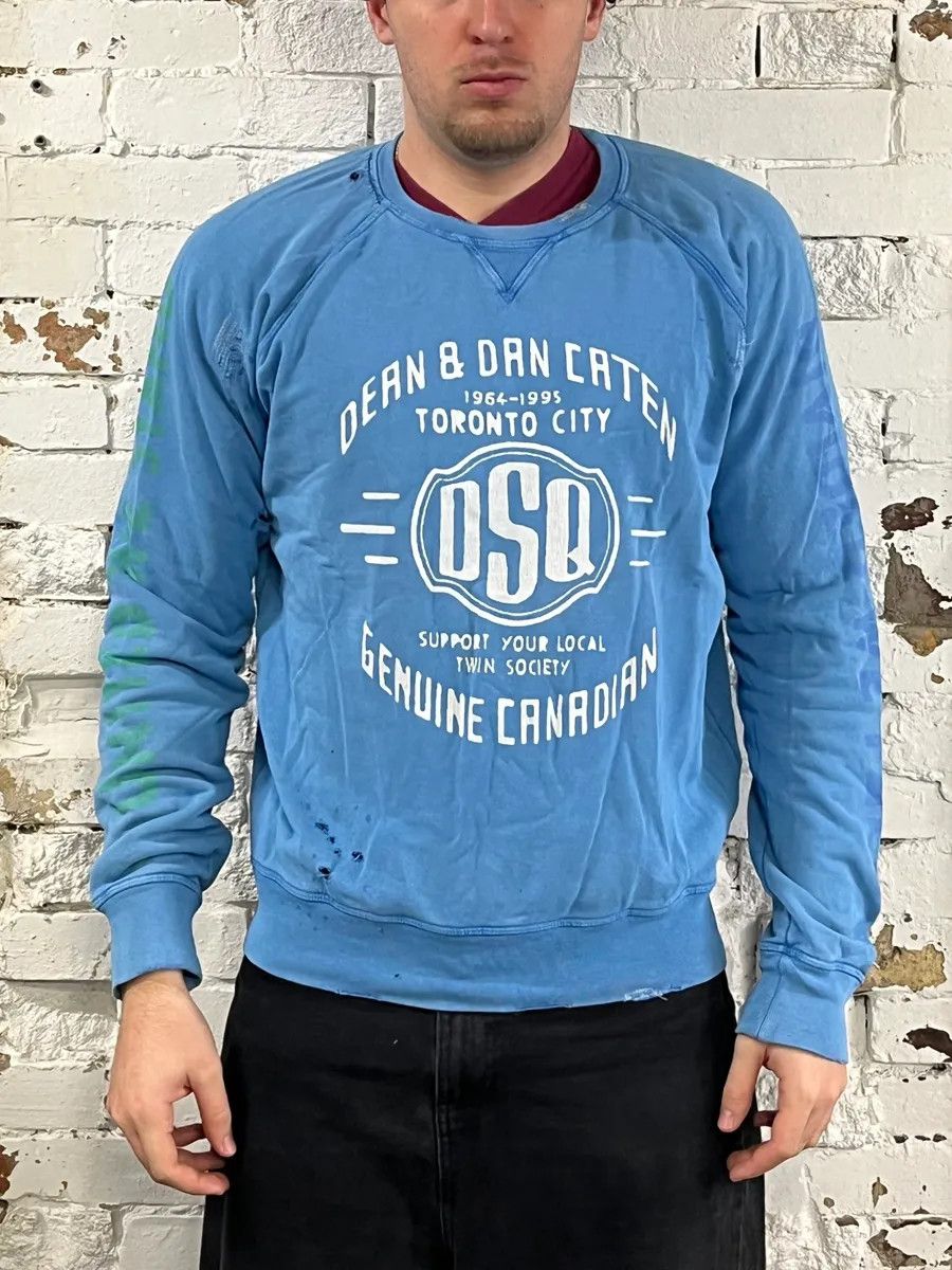 Dsquared2 SS2013 Dsquared2 Blue Distressed Faded Crewneck Sweater Size US L / EU 52-54 / 3 - 2 Thumbnail