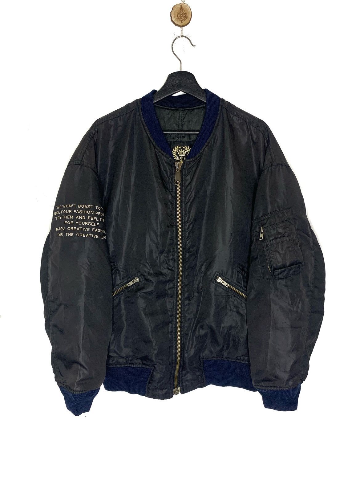 Japanese Brand Vintage Mens BATSU Japanese Brand Flight Jacket Size US XL / EU 56 / 4 - 1 Thumbnail