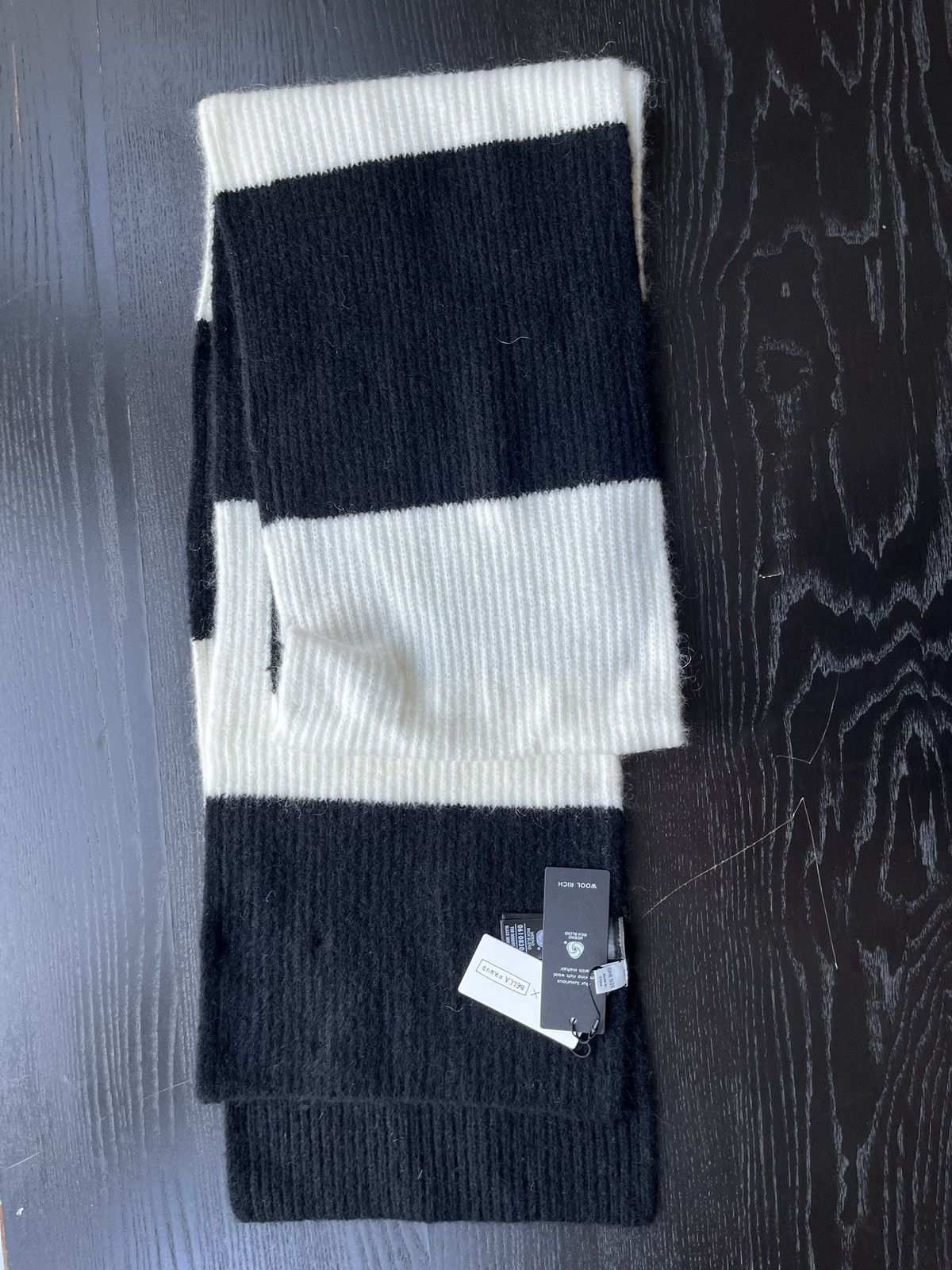 Bella Freud Striped wool mohair b&w Xlong scarf Size ONE SIZE - 6 Thumbnail