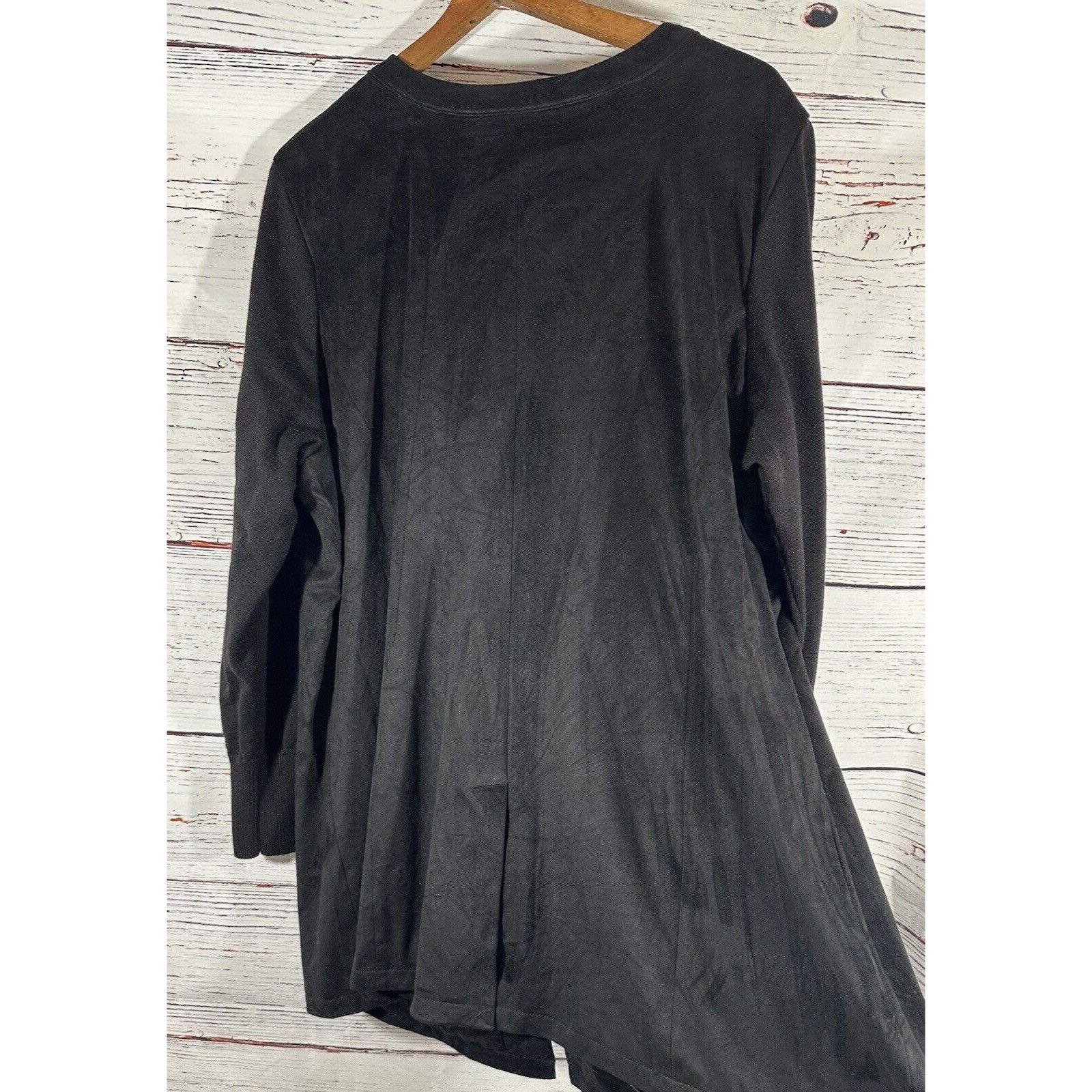 Halston H by Halston Faux Suede Sweater Jacket With Knit Sleeves Bla Size XXL / US 16-18 / IT 52-54 - 12 Thumbnail