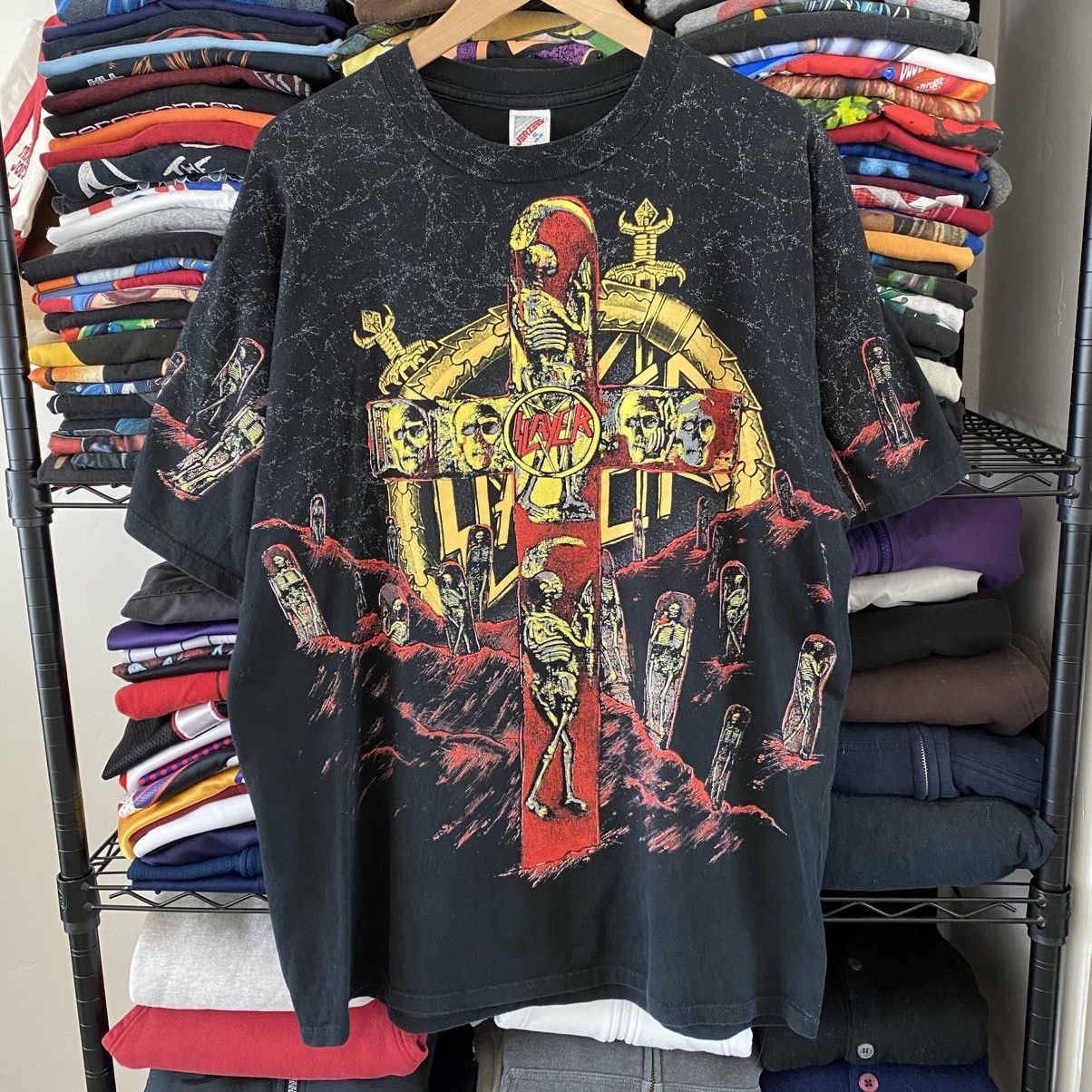 Jerzees Vintage Slayer T-Shirt All Over Print Seasons in the Abyss Size US XL / EU 56 / 4 - 1 Thumbnail