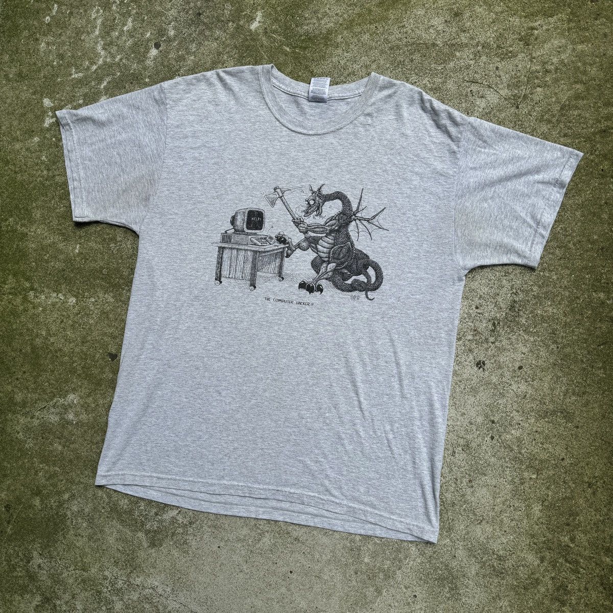 Vintage The Computer Hacker Dragon Faded Art Tee Size US XL / EU 56 / 4 - 6 Thumbnail