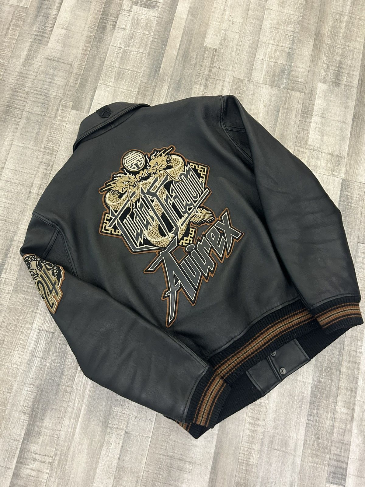 Avirex Avirex Twin Dragon Leather Bomber Jacket Size US L / EU 52-54 / 3 - 5 Thumbnail