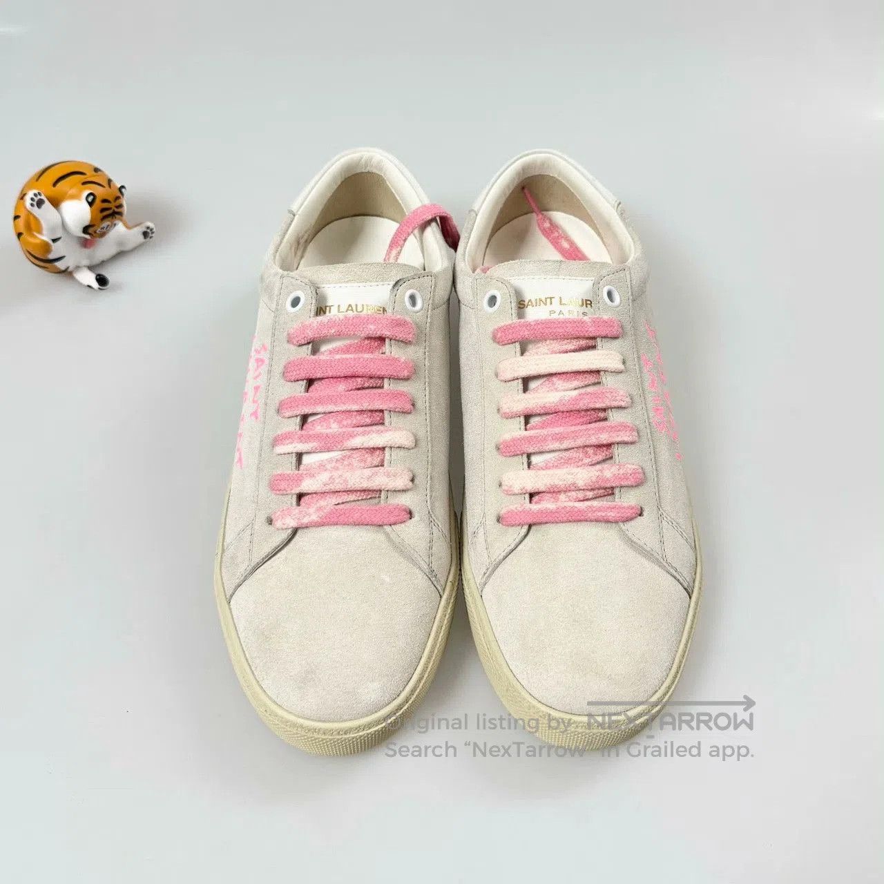 Yves Saint Laurent YSL Light Pink Suede Board Shoes. Size US 7 / IT 37 - 3 Thumbnail