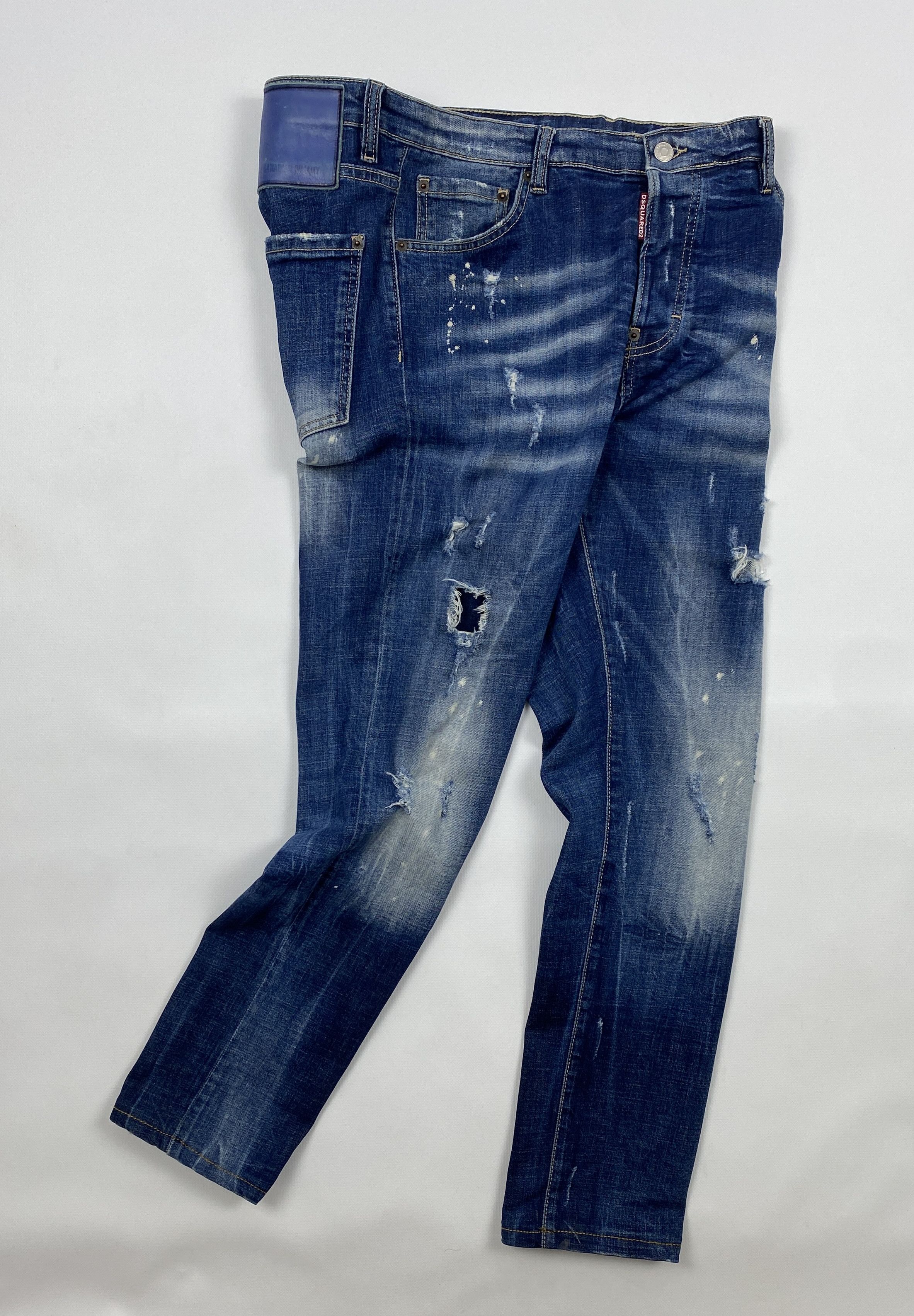 image of Avant Garde x Dsquared2 Men`s Dsquared2 Skinny Painted Dan Denim Jeans Size 50 in Blue, Men's