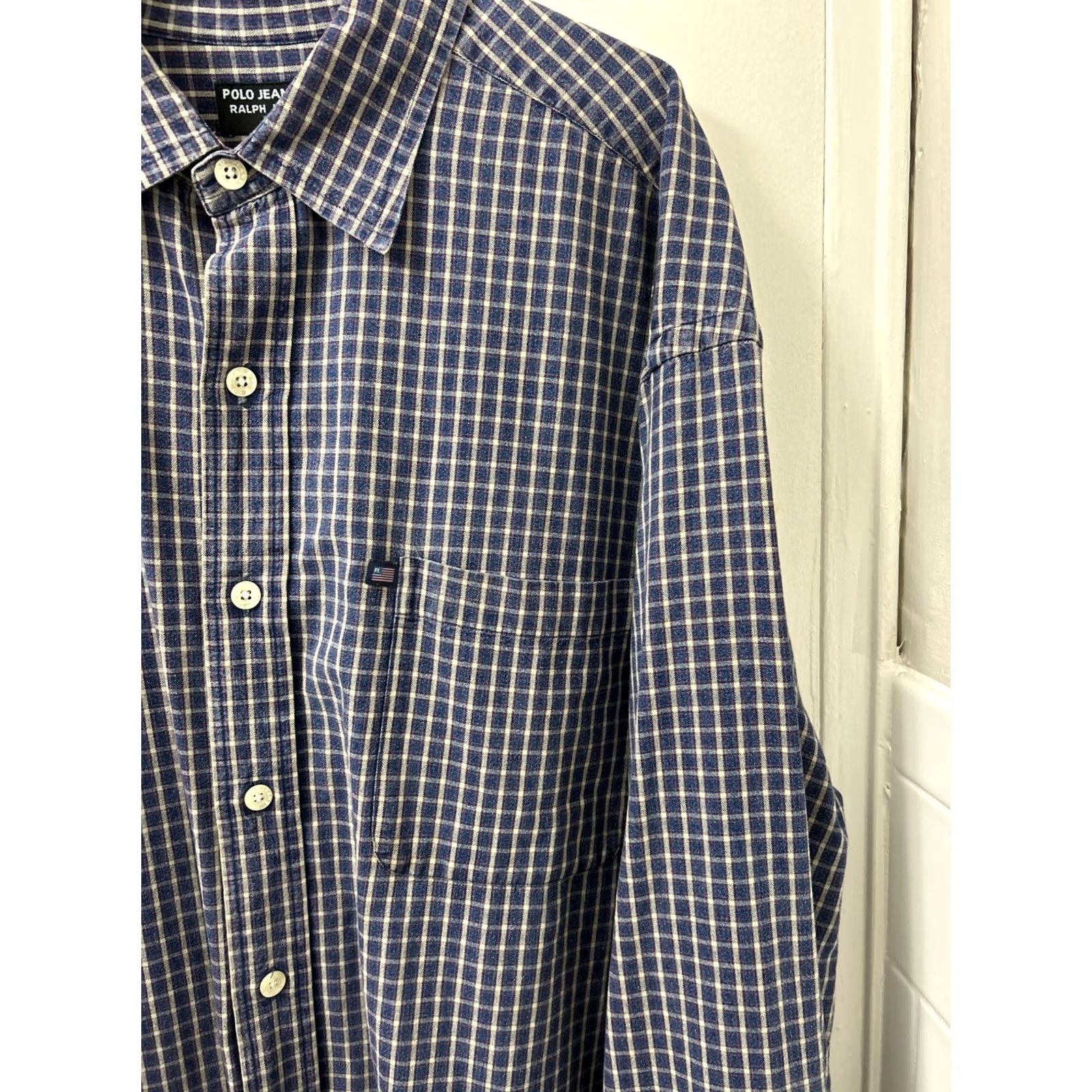Polo Ralph Lauren Ralph Lauren Polo Jeans Co Shirt Mens XL Blue White USA Plaid Button Down L/S Size US XL / EU 56 / 4 - 4 Thumbnail