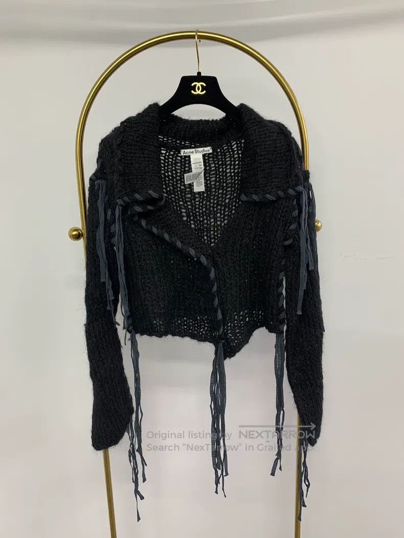 Acne Studios Acne Studios Black fringed button knit cardigan Size XXS / US 00 / IT 34 - 1 Thumbnail