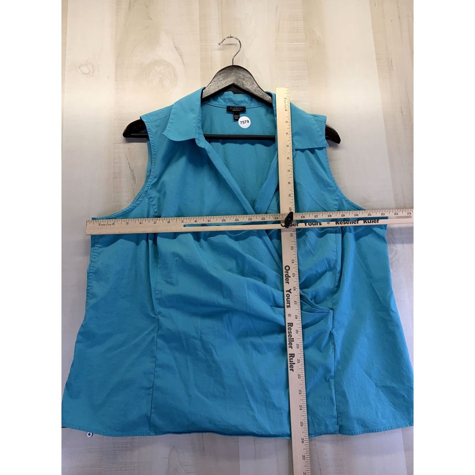 Talbots Talbots Tank Blue V Neck ZIP Side Petites Womens 22-7579 Sleeveless Cotton Spandex Basic Casual Shirt Women Size 3XL / US 20-22 - 3 Thumbnail