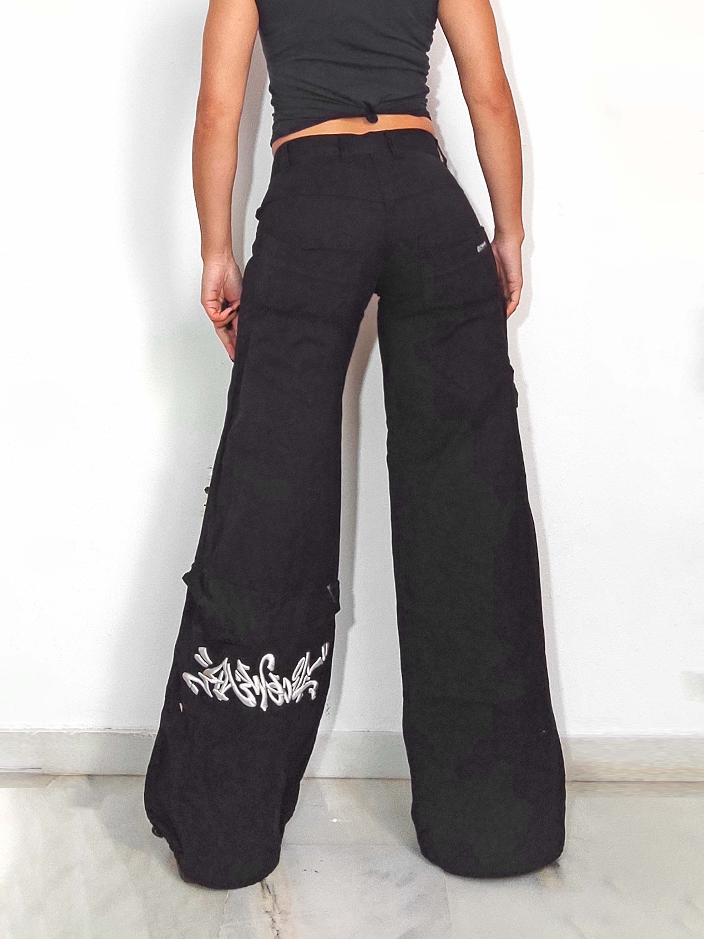 Vintage Vintage Hip Hop Flare Trousers with Graffiti embroidery Size 25" / US 0 / IT 36 - 2 Thumbnail