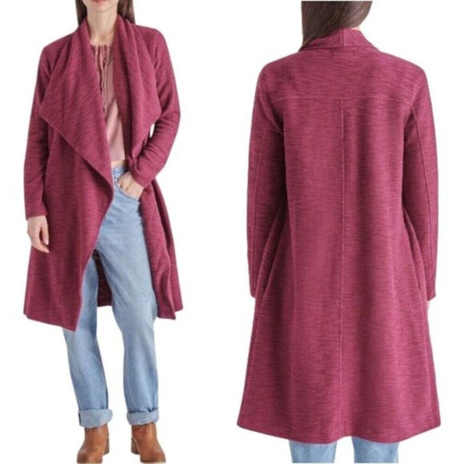 Steve Madden Steve Madden Slub Knit Jacket In Wine Medium NWOT $109 MSRP Size M / US 6-8 / IT 42-44 - 1 Thumbnail