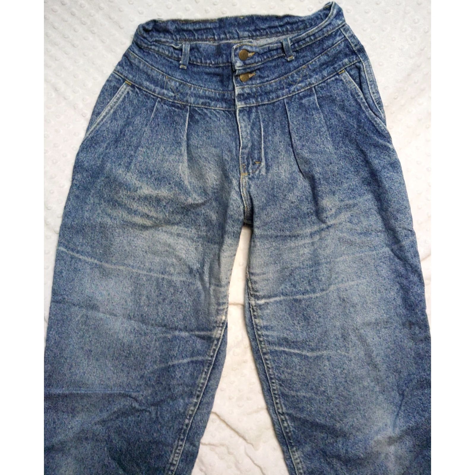 Lee Vintage Lee Stone Washed Jeans 18 Medium Womens Double Button MADE IN USA 28x31 Blue Denim Grunge 1980s Mens Womens Girls Size 40" / US 18 - 4 Thumbnail