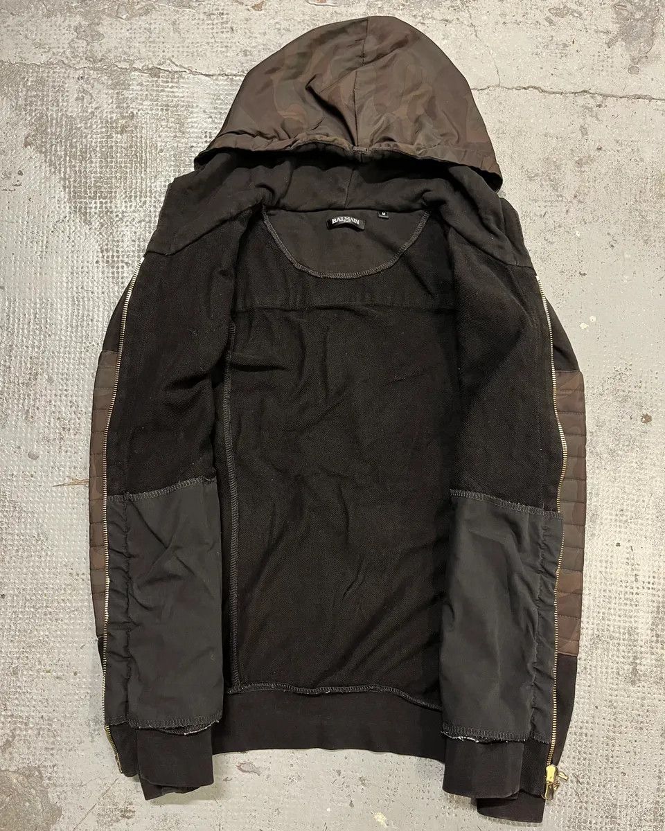 Balmain Balmain Black Cotton Quilted Biker Zip Hoodie Size US S / EU 44-46 / 1 - 8 Thumbnail