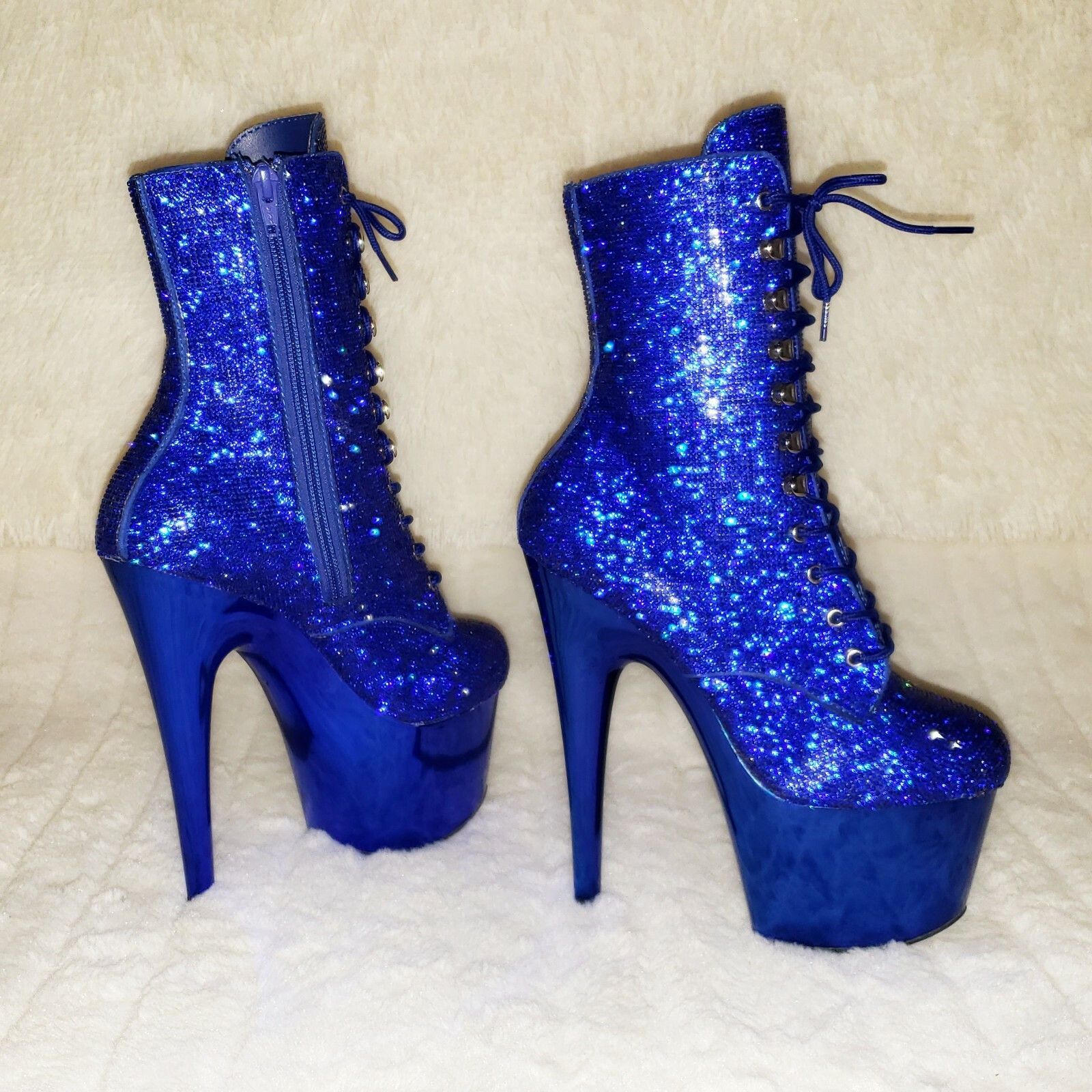 Other Adore 1020CHRS Blue Bejeweled Rhinestone 7" High Heel Platfo Size US 10 / IT 40 - 9 Thumbnail