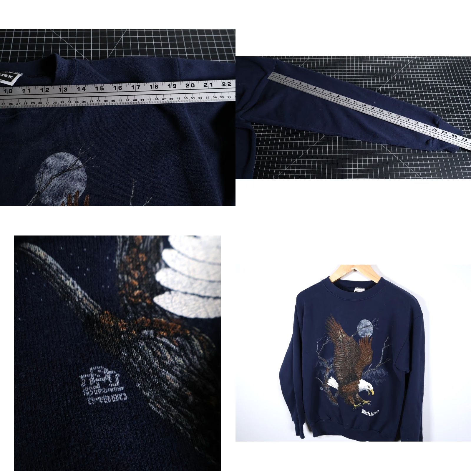 Tultex VINTAGE Tultex Eagle Sweatshirt Graphic Print Blue 50/50 1990s Nature Outdoors Mens Large Adult Medium 90s Retro Size US M / EU 48-50 / 2 - 8 Thumbnail