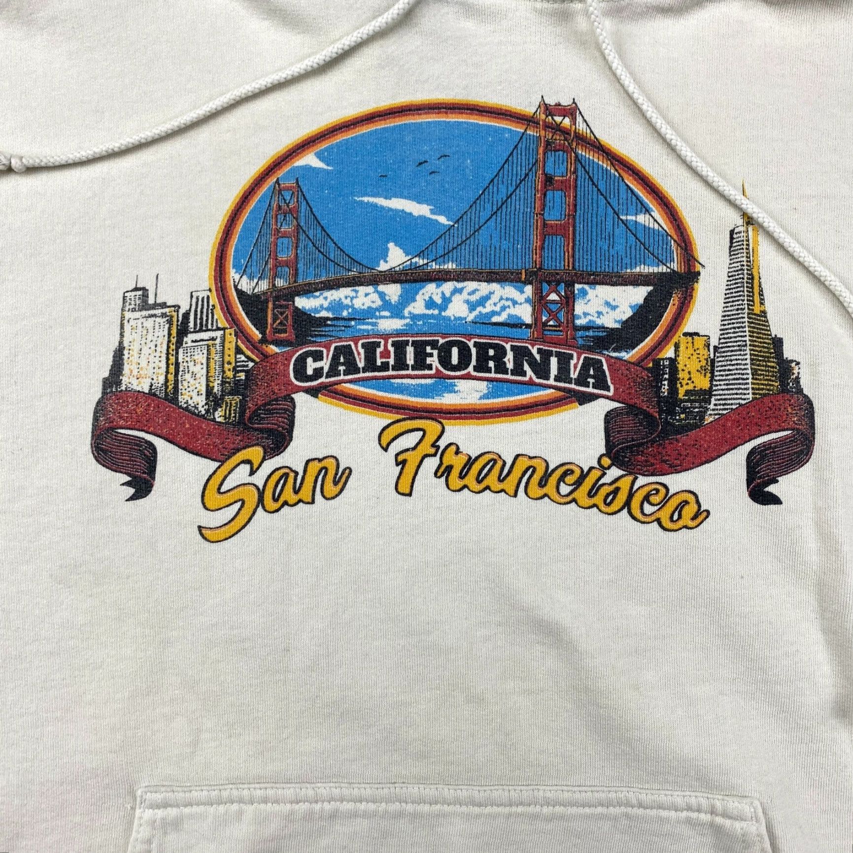 Vintage VINTAGE John Galt California Hoodie Mens L Beige Pullover Fleece Logo Pockets Long Sleeve Sportswear 90s California SF Graphic Size US L / EU 52-54 / 3 - 2 Thumbnail