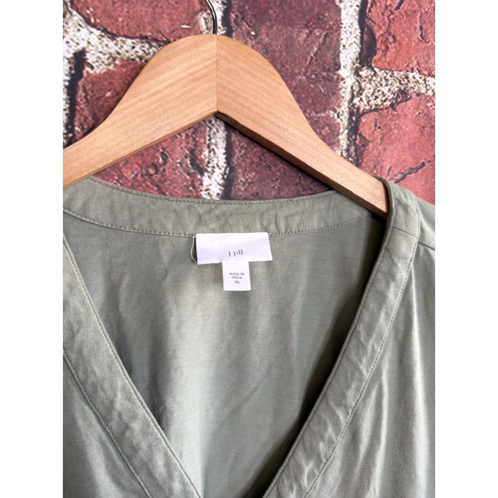 J. Jill J. Jill Blouse Shirt Womens XL Green V-Neck 3/4 Sleeve Pockets Button Casual Easy Care Size XL / US 12-14 / IT 48-50 - 2 Thumbnail