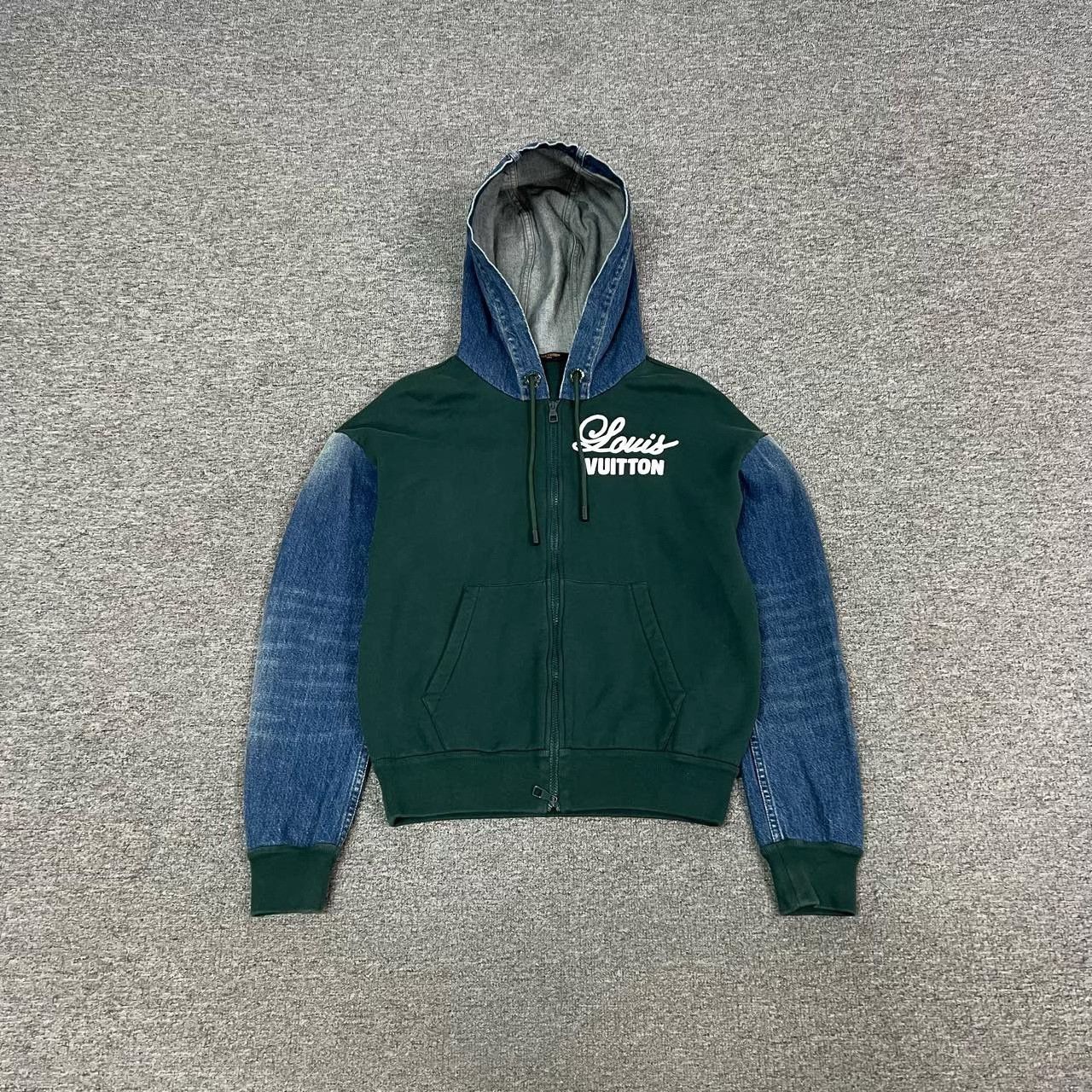 Louis Vuitton Louis Vuitton Green Denim Sleeves Hooded Jacket Size XS / US 0-2 / IT 36-38 - 1 Thumbnail