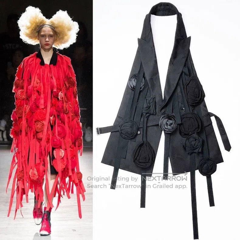 Comme des Garcons Comme des Garcons Black vintage rose design waistcoat Size S / US 4 / IT 40 - 1 Thumbnail