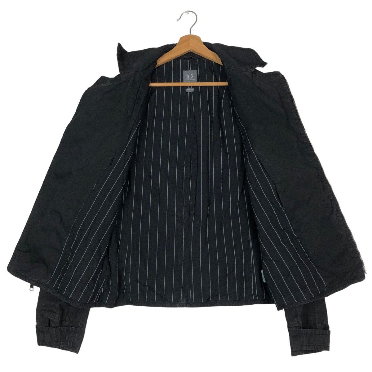 Armani Exchange 🔥CROPPED BIKER JACKET RACER STRIPED DESIGN ARMANI EXCHANGE Size US S / EU 44-46 / 1 - 11 Thumbnail
