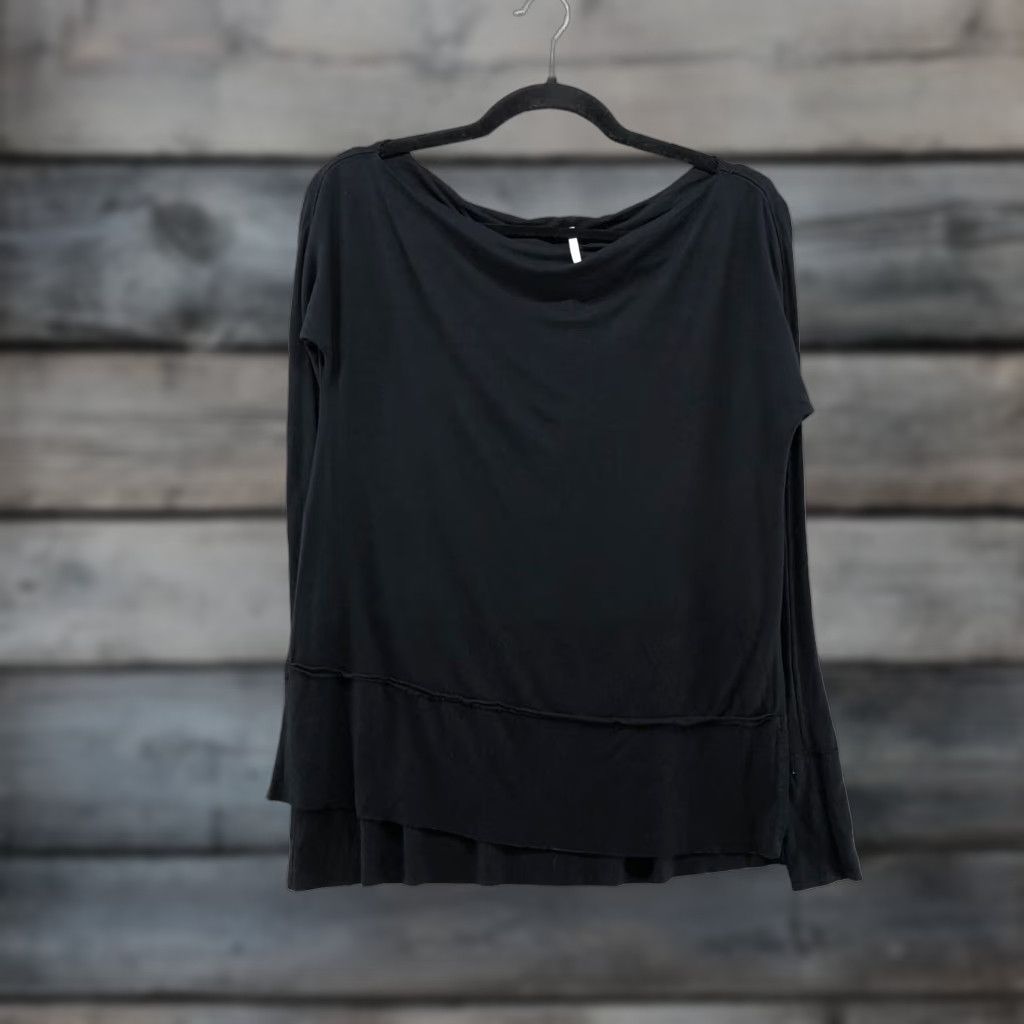 Free People Free People Long Sleeve Jersey Knit Top Womens XS Black Boat Neck Size XS / US 0-2 / IT 36-38 - 1 Thumbnail