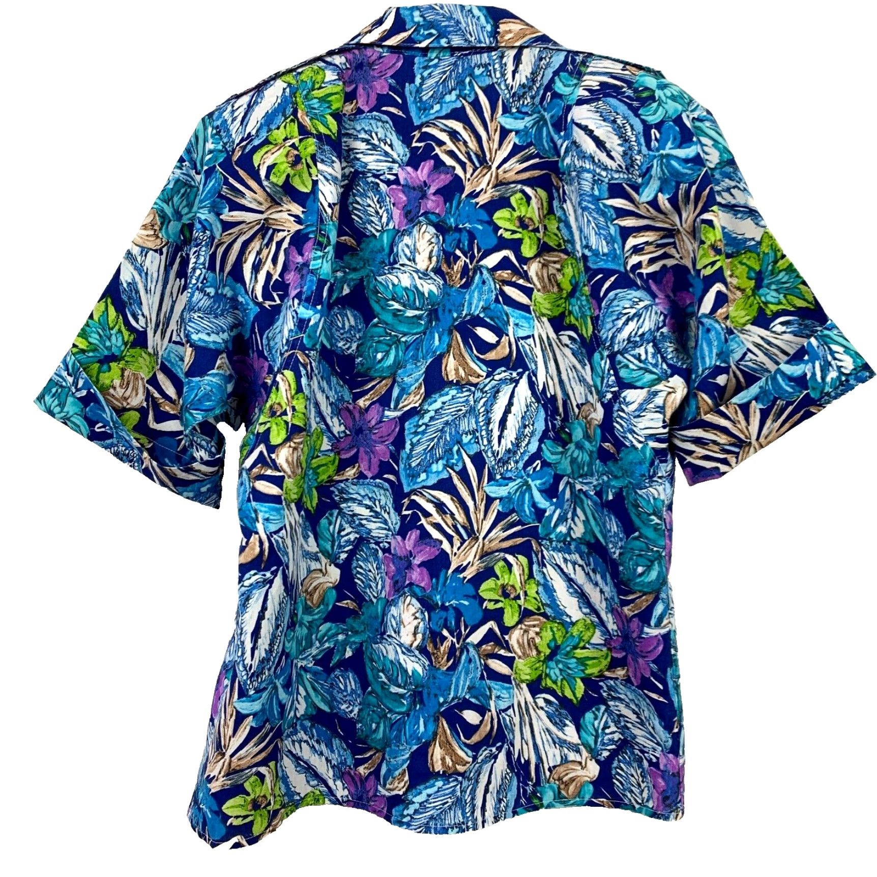 Vintage VINTAGE Cabrais Tropical Hawaiian Floral Button Up Camp Shirt Womens 4 Blue 1990s Cotton Blend Shirt Womens 90s Girls? Size S / US 4 / IT 40 - 4 Thumbnail