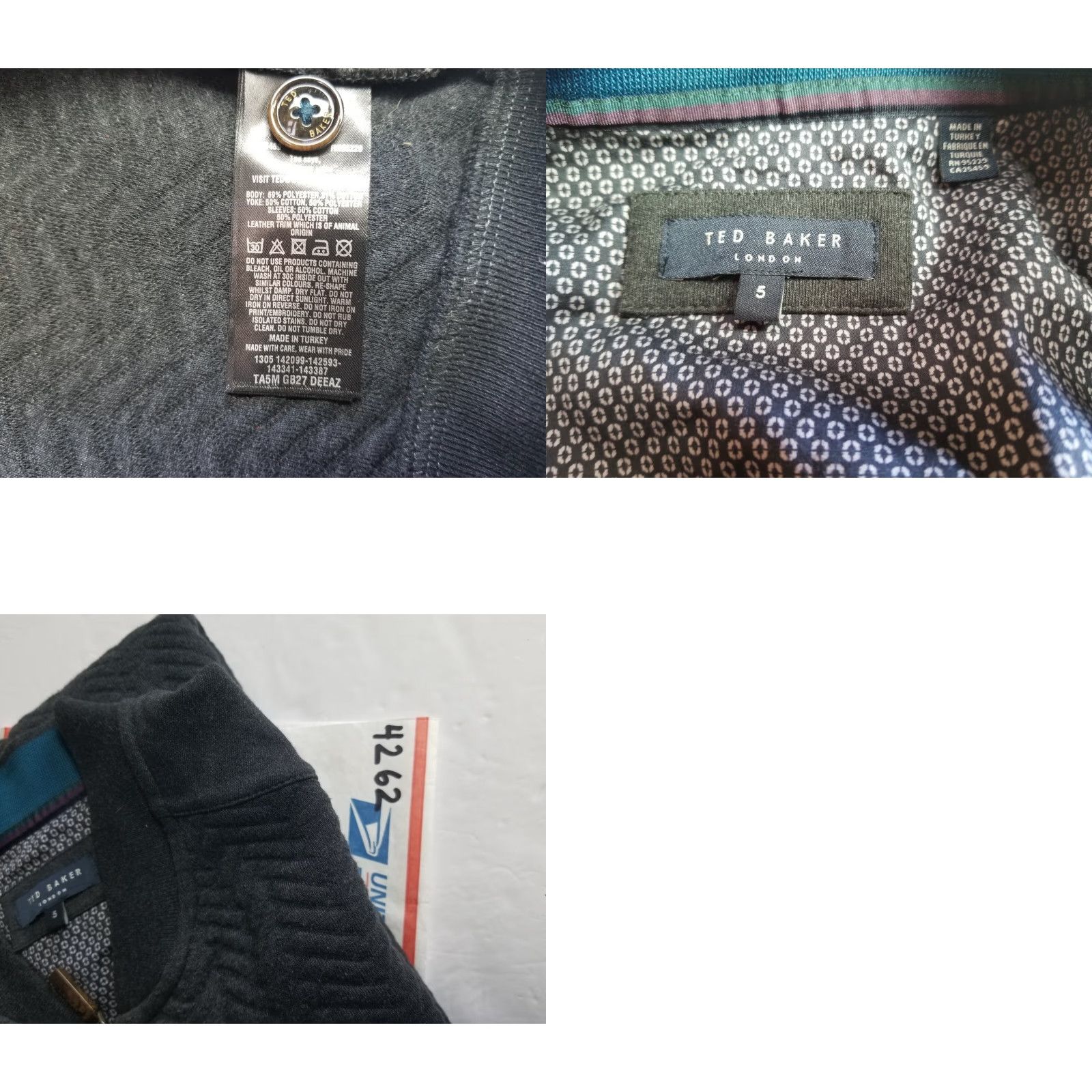 Ted Baker Ted Baker Bomber Jacket Gray Herringbone Full Zip Pockets Size 5 Mens Size US S / EU 44-46 / 1 - 8 Thumbnail