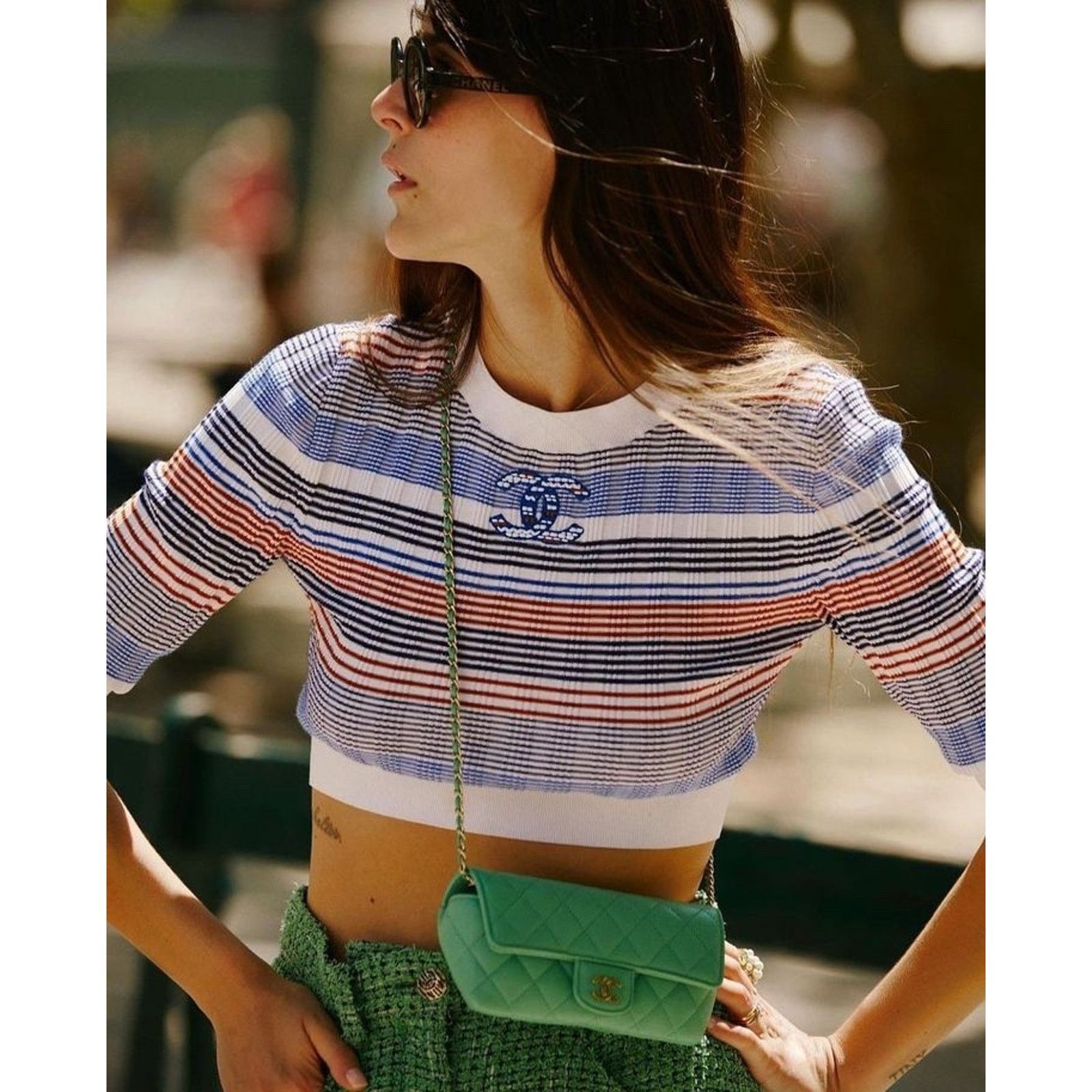 Chanel Chanel 21C Blue White Orange Striped CC Logo Top Pullover 38 Size XS / US 0-2 / IT 36-38 - 1 Thumbnail