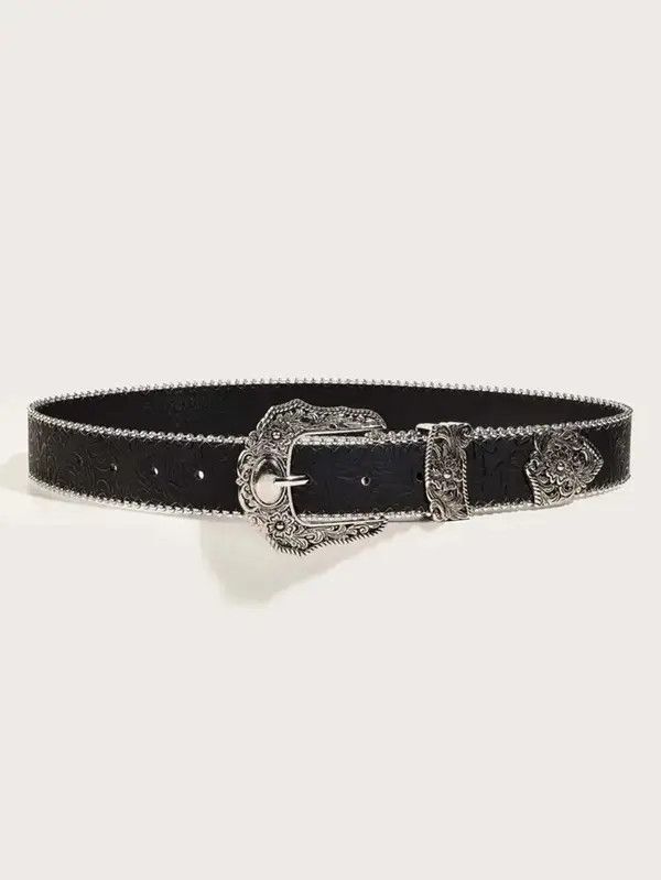 VIBE Western Cowboy Waist Belt Metal Engraved Buckle Size ONE SIZE - 6 Thumbnail