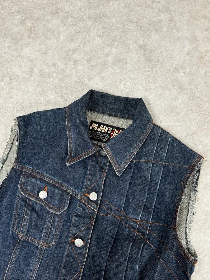 Jean Paul Gaultier 2000s Jean Paul Gaultier Blue Elastic Sleeveless Vest Denim Jacket Size S / US 4 / IT 40 - 5 Thumbnail