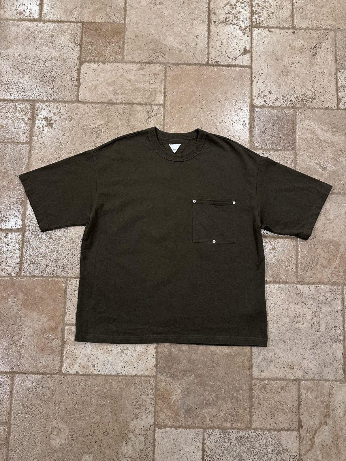 Bottega Veneta Bottega Veneta Olive Green Pocket Short Sleeve Tee Size US L / EU 52-54 / 3 - 3 Thumbnail