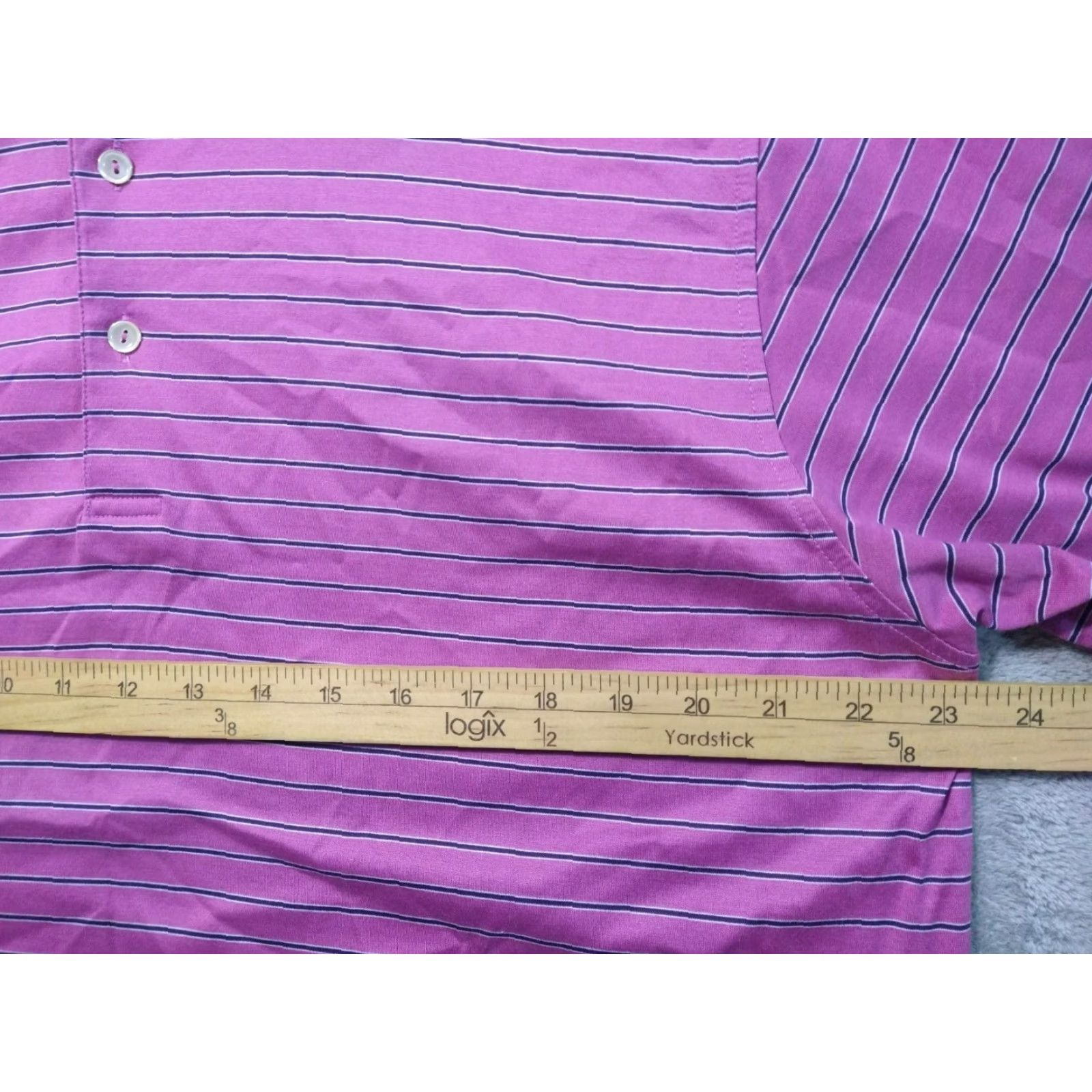 Peter Millar PETER MILLAR Polo Shirt Mens Large Purple Striped Short Sleeve Cotton Casual Golf Size US L / EU 52-54 / 3 - 4 Thumbnail