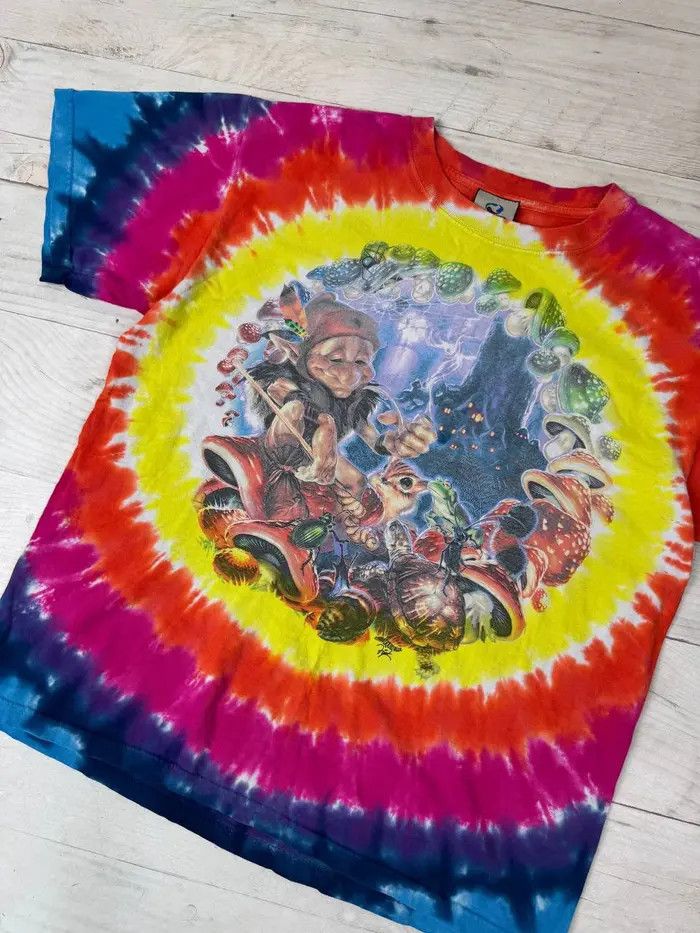 Vintage Vintage Liquid Blue Mushroom Garden Elf T Shirt Tie Dye 1999 Size US M / EU 48-50 / 2 - 3 Thumbnail