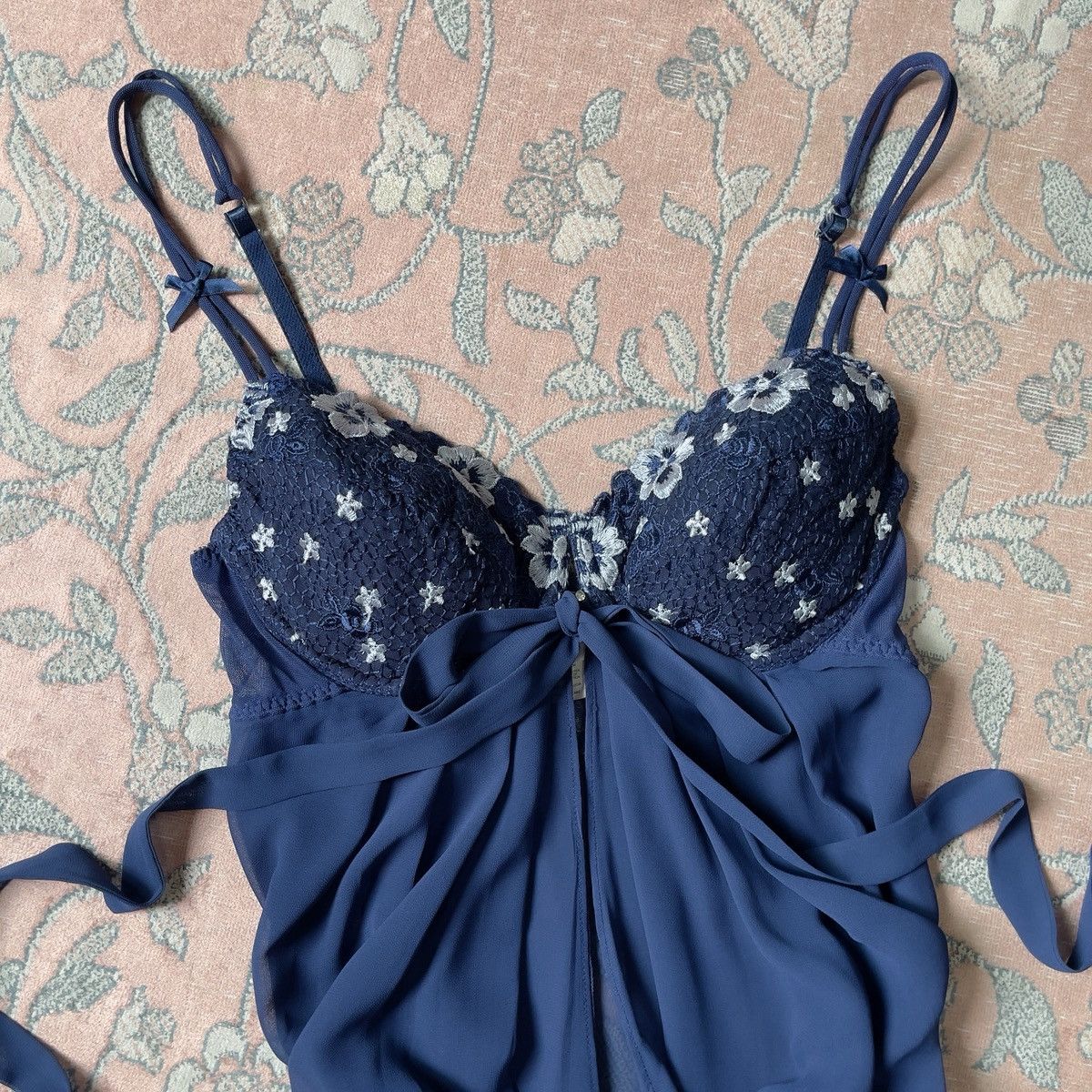 Victoria's Secret Victoria’s Secret 1990s Navy Chiffon Nightgown (S–M) Size M / US 6-8 / IT 42-44 - 16 Thumbnail
