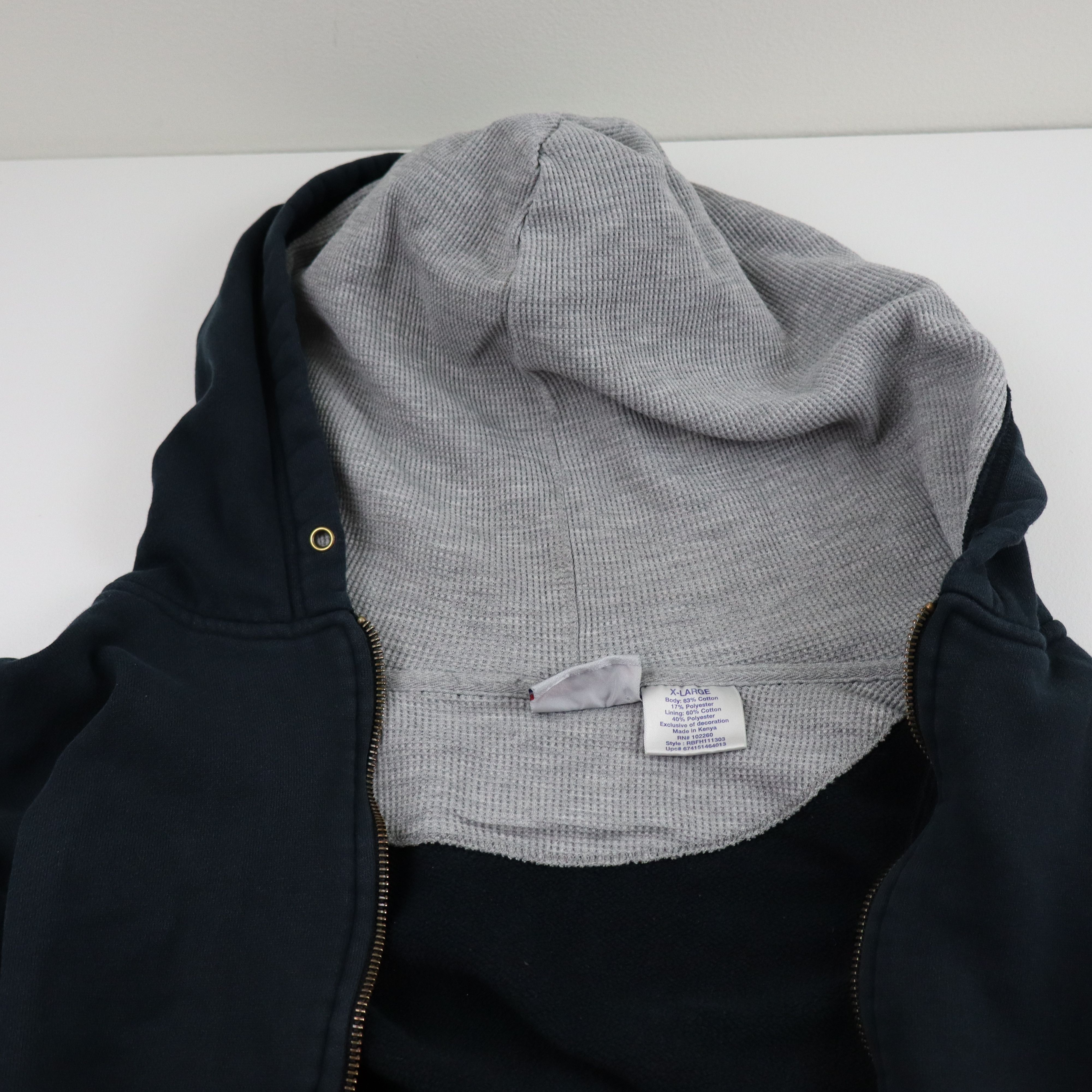 Dickies × Reebok × Vintage 90s Reebok Thermal Lined Boxy Baggy Zip Up Hoodie XL Navy Size US XL / EU 56 / 4 - 6 Thumbnail