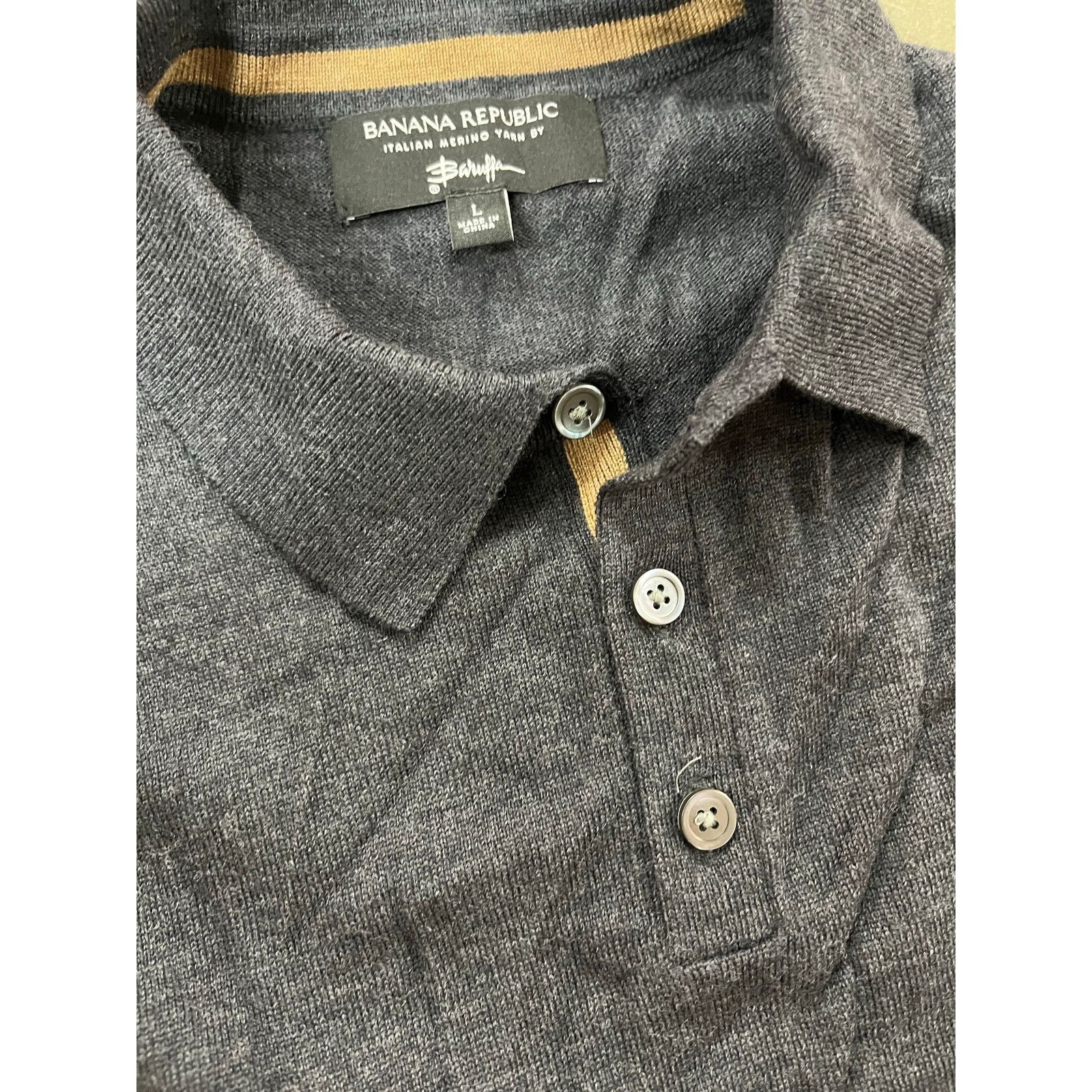 Banana Republic Banana Republic- Italian Merino Wool yarn Polo/ Gray / L Size US L / EU 52-54 / 3 - 5 Thumbnail
