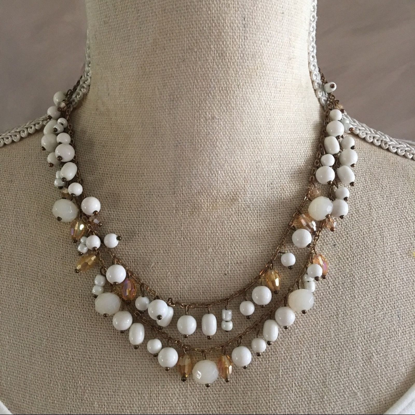 Jewelry Elegant double strand layered beaded chain necklace Size ONE SIZE - 1 Thumbnail