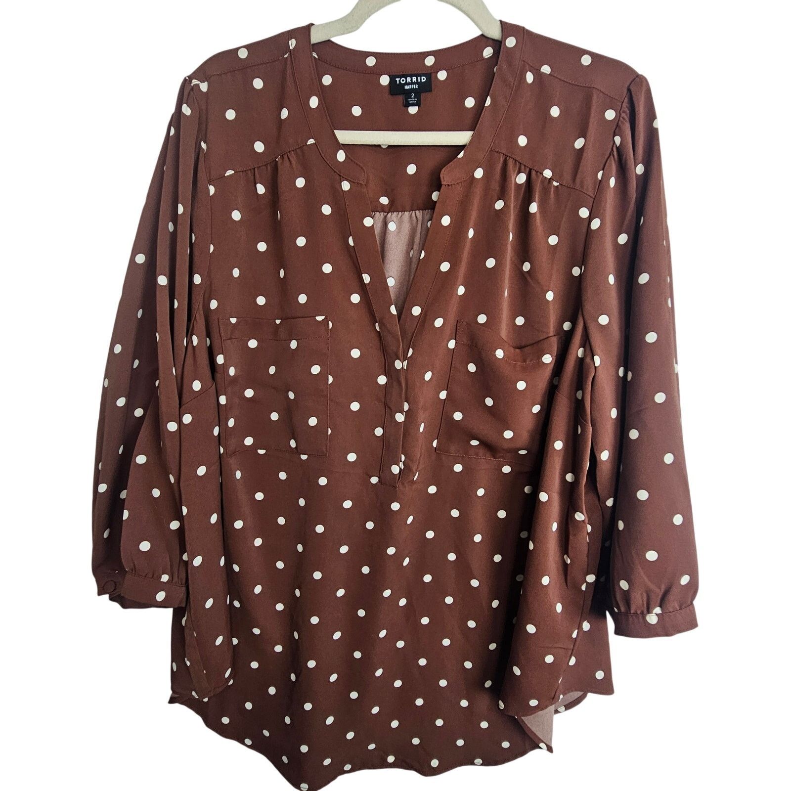 Torrid Torrid Harper Polka Dot Blouse Plus Size 2X Classic Preppy Size XXL / US 16-18 / IT 52-54 - 1 Thumbnail