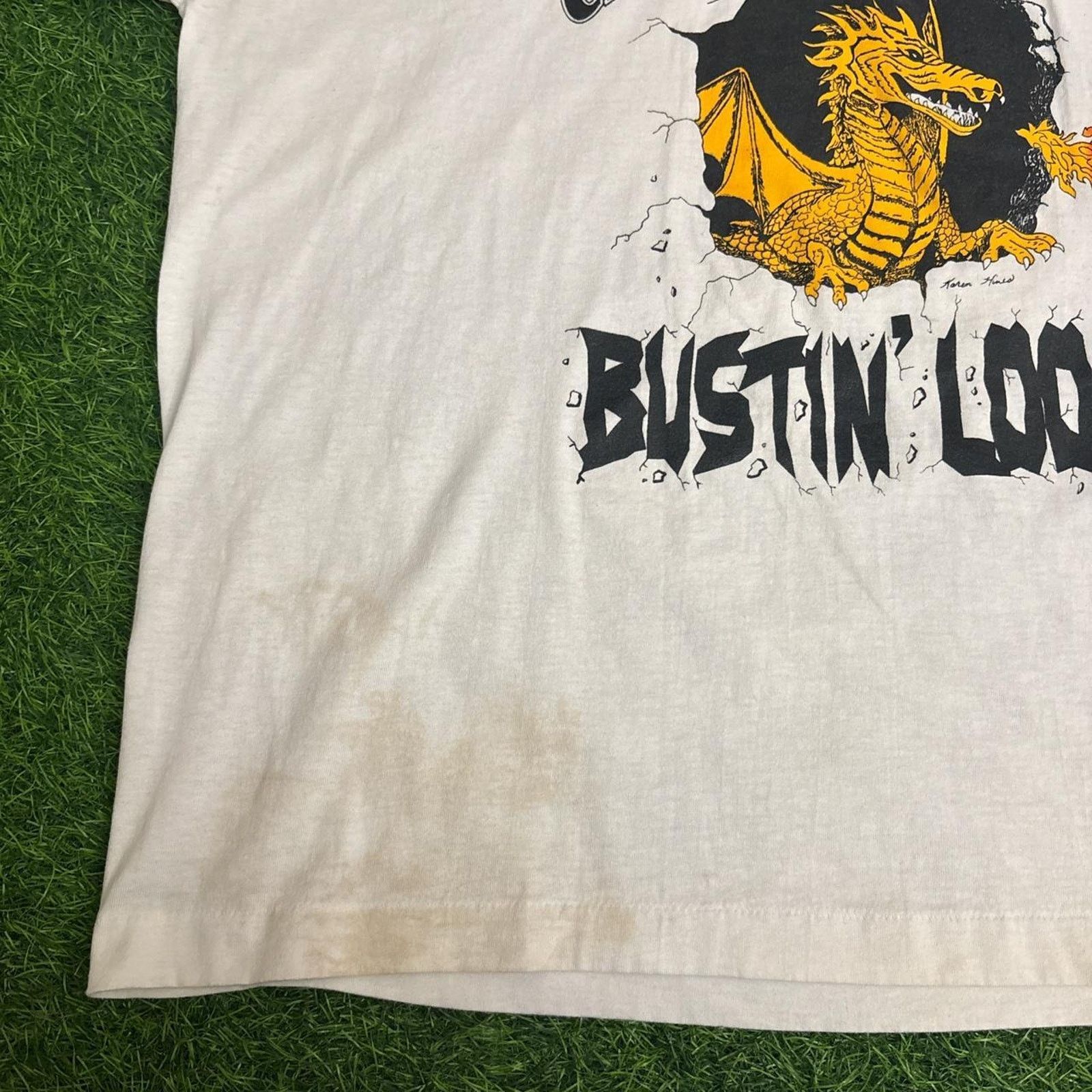 Fruit Of The Loom Vintage White ‘Chico Dragons Bustin Loose’ Graphic Tee Size US XL / EU 56 / 4 - 5 Thumbnail