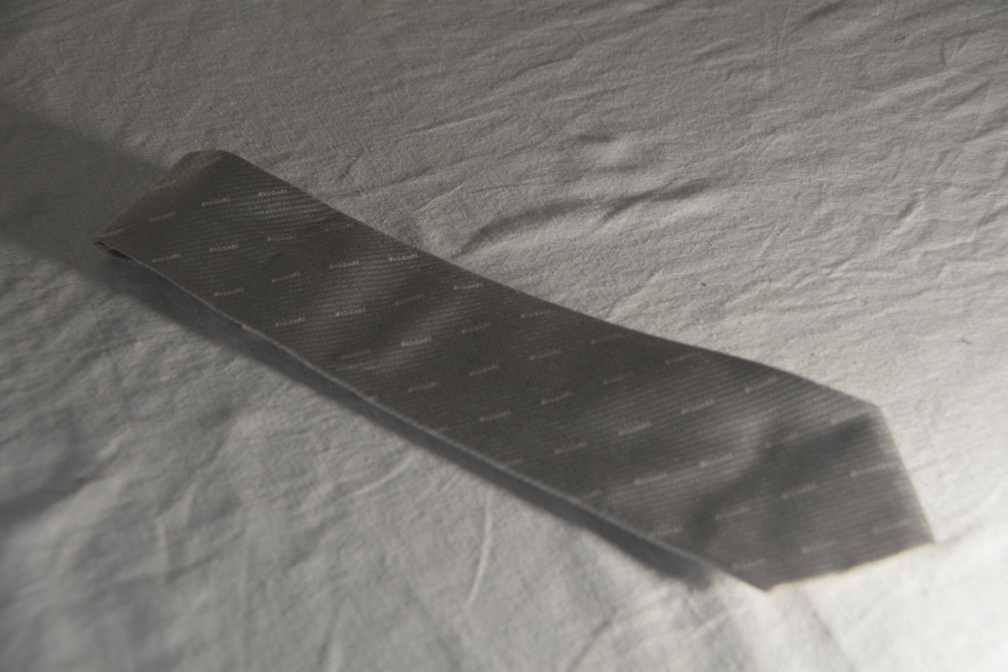 Bvlgari Bvlgari Silk Tie Grey Geometric Logo Pattern Size ONE SIZE - 9 Thumbnail
