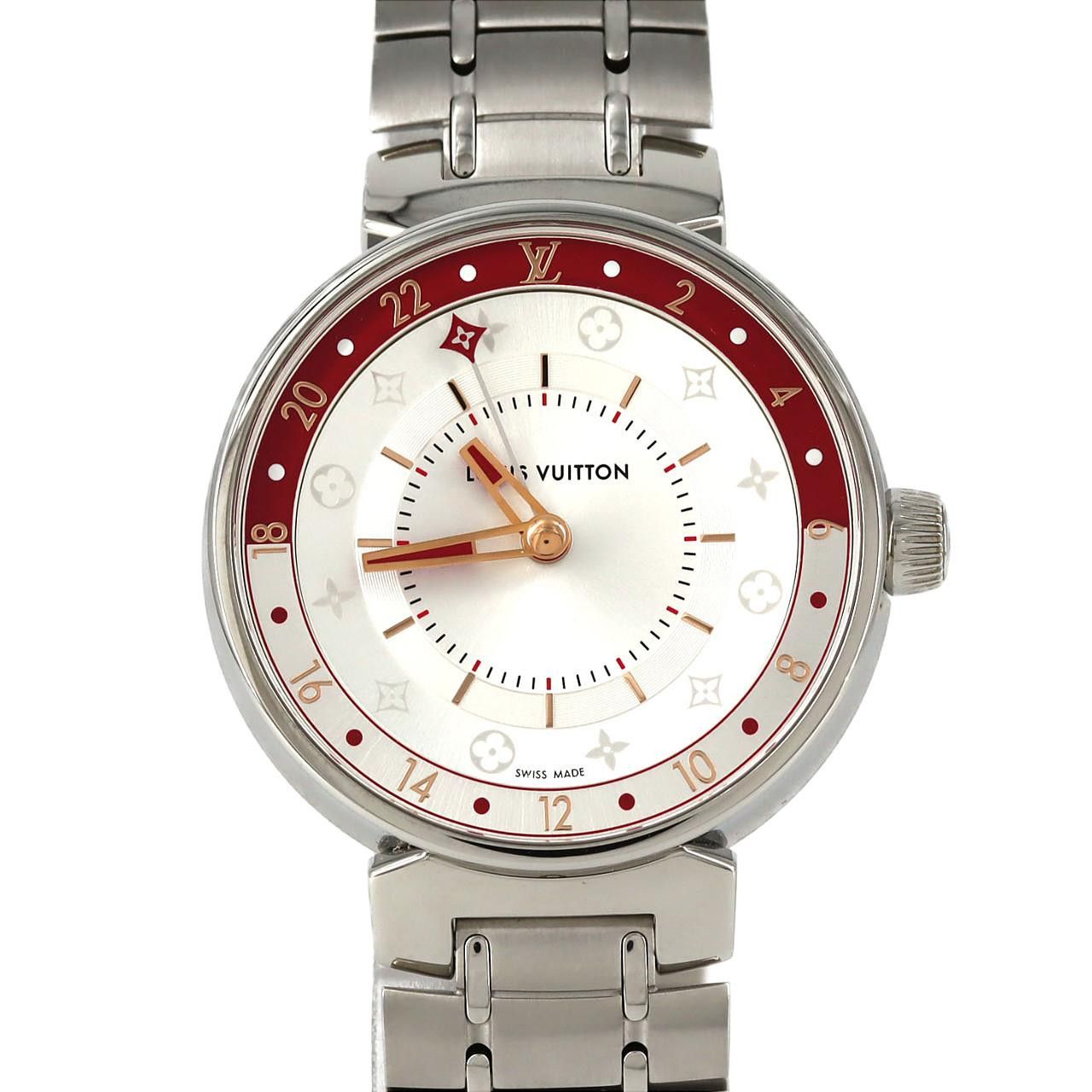 Louis Vuitton Louis Vuitton Louis Vuitton Tambour Moon Dual Time Stainless Steel Metal Quartz QA106 DUTY FREE for USA Size ONE SIZE - 1 Thumbnail