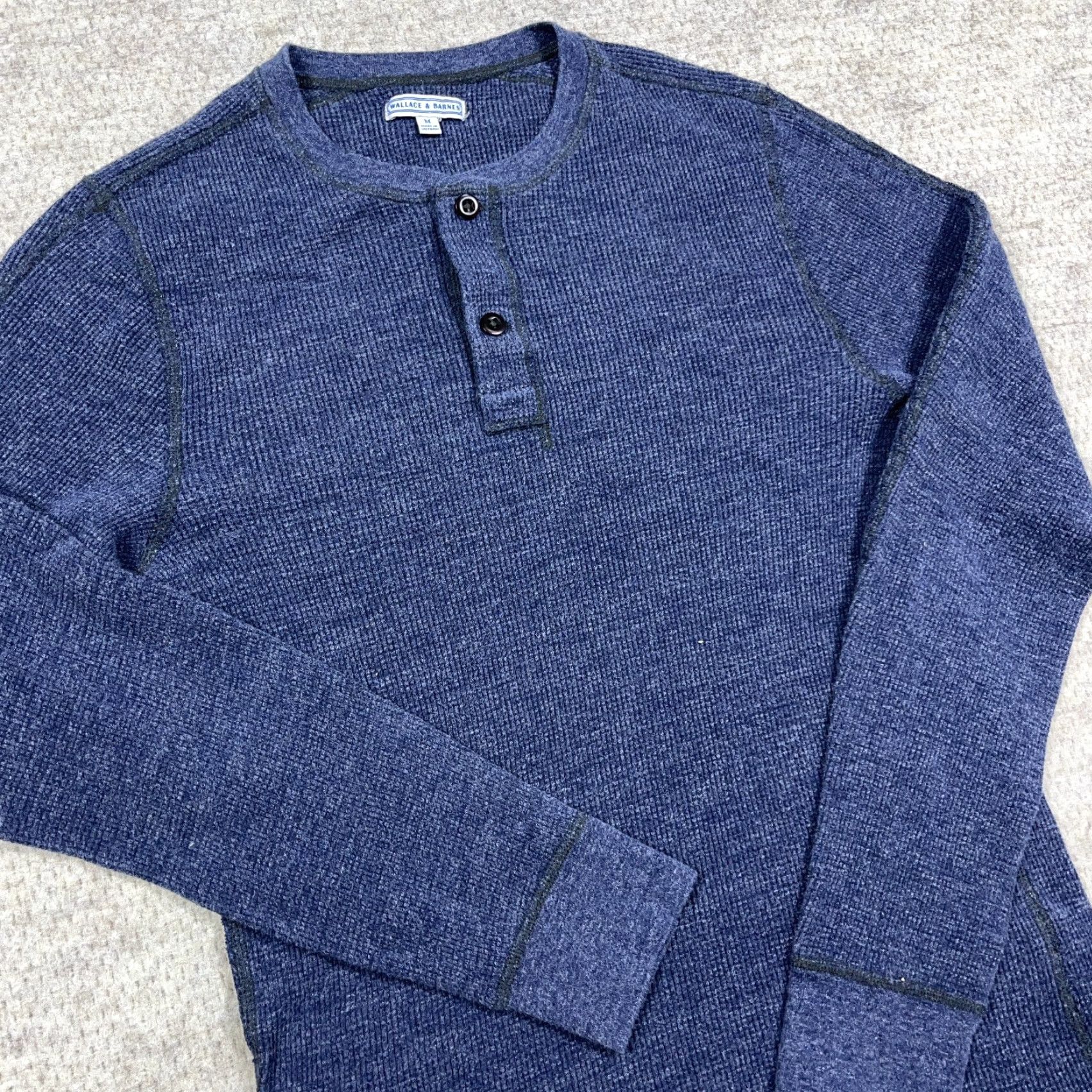 Wallace & Barnes Wallace & Barnes Shirt Men Medium Blue Henley Thermal Waffle Knit Base Layer Size US M / EU 48-50 / 2 - 4 Thumbnail
