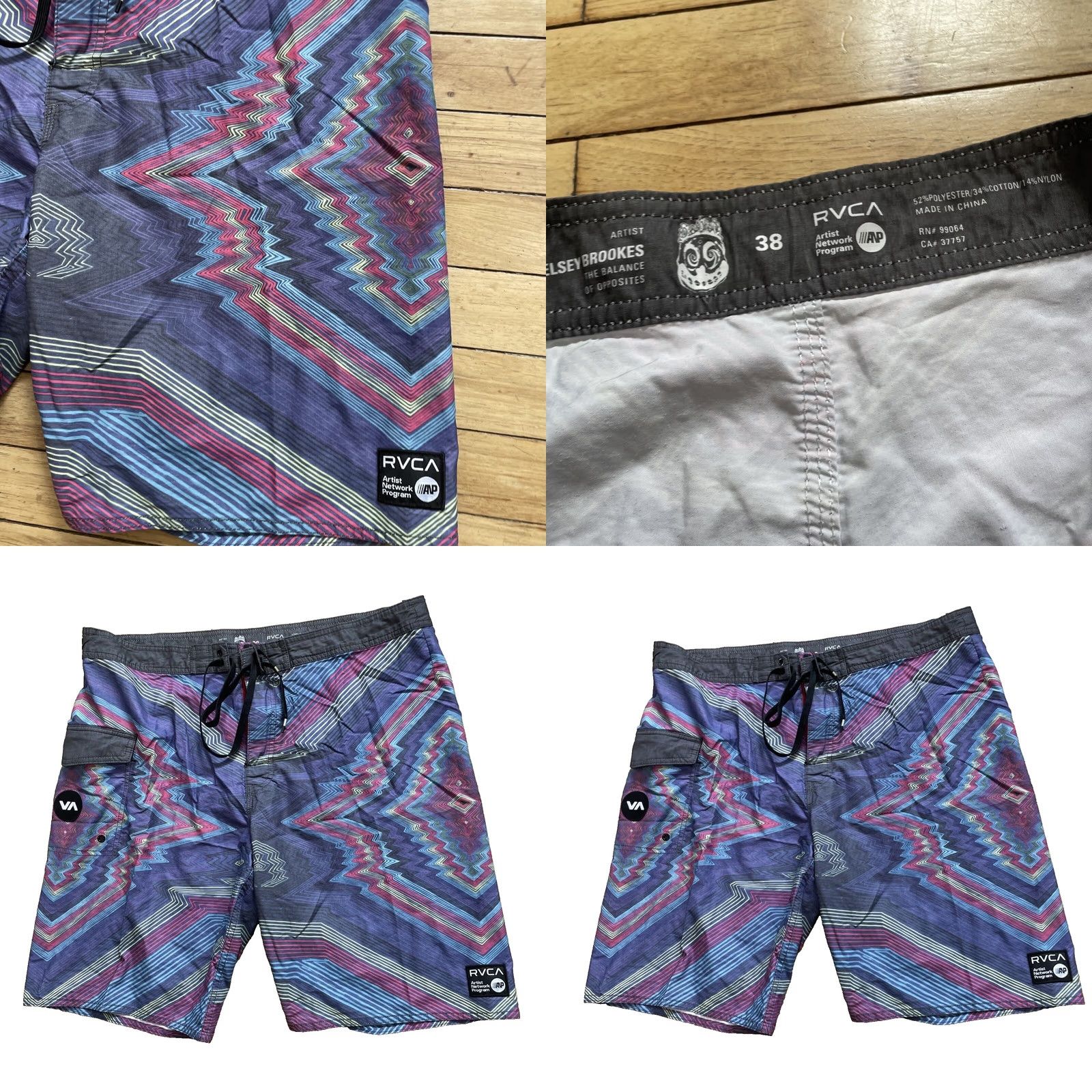RVCA RVCA Hybrid Board Shorts Men 38 ANP Artist Kelsey Brookes Psychedelic Aztec Print Surf Trunk Size US 38 / EU 54 - 9 Thumbnail