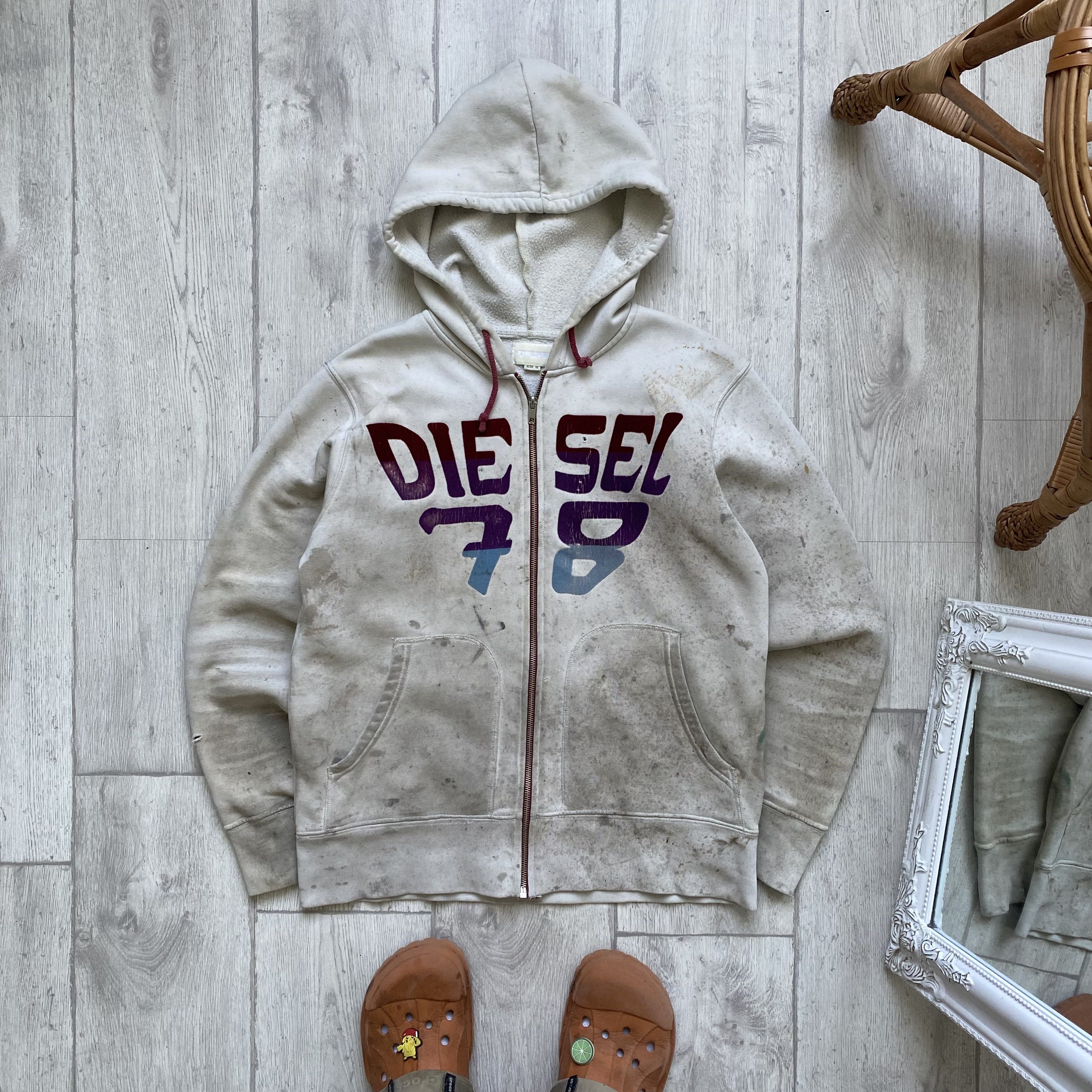 Diesel 👷🏼‍♂️Vintage Diesel Trashed zip hoodie Big logo Carhartt Size US S / EU 44-46 / 1 - 1 Thumbnail