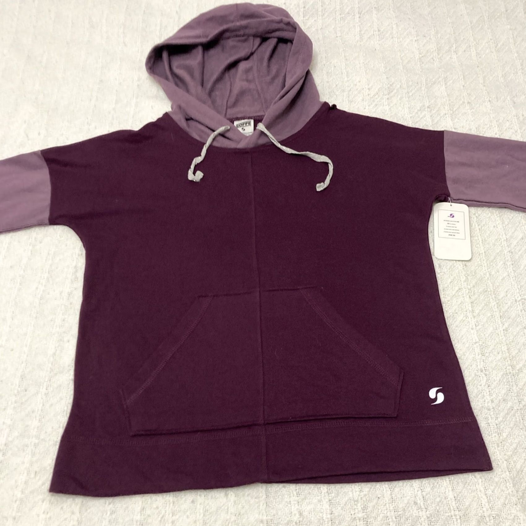 Soffe Soffe Womens JRS Pullover Hoodie Top Potent Purple MEDIUM 2 Tone French Terry Hooded Regular Casual Activewear Shirt? Size M / US 6-8 / IT 42-44 - 3 Thumbnail