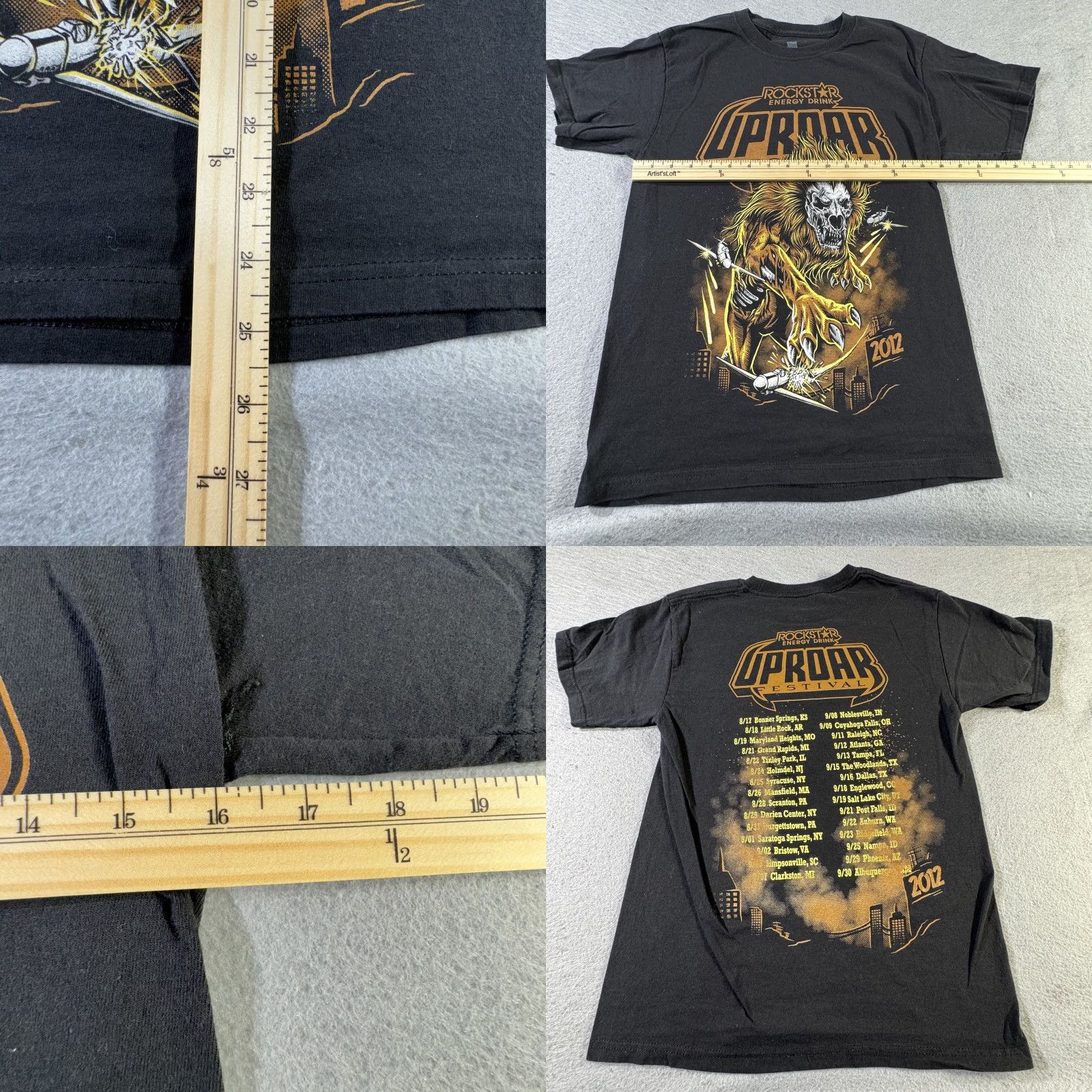Hanes VINTAGE Rockstar Uproar Festival Shirt Mens Large Black 2012 Concert Tour Band Tee Music Size US L / EU 52-54 / 3 - 8 Thumbnail